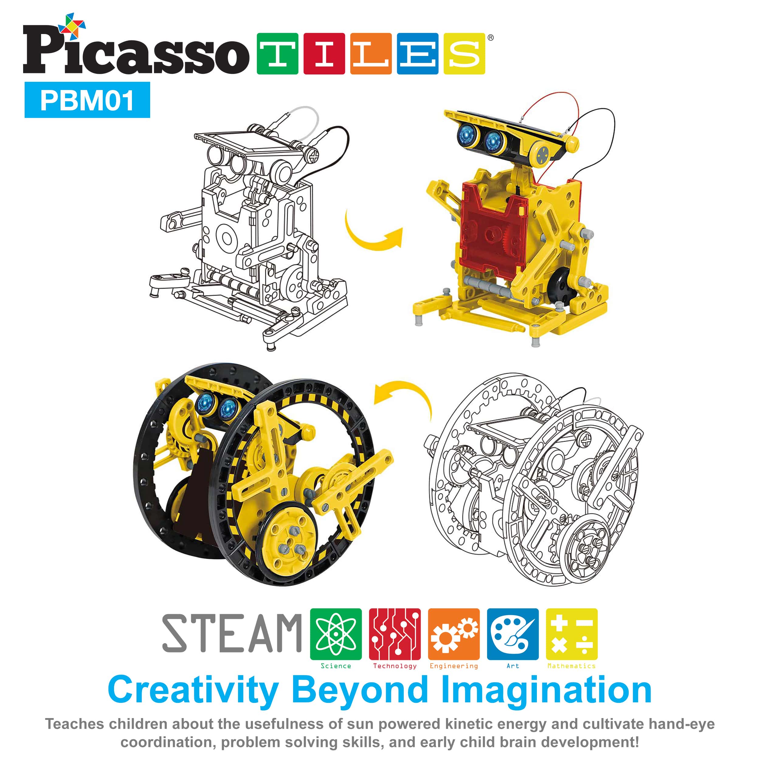 PicassoTiles 12-in-1 Solar Powered Space Robot Science Kit - Image 5