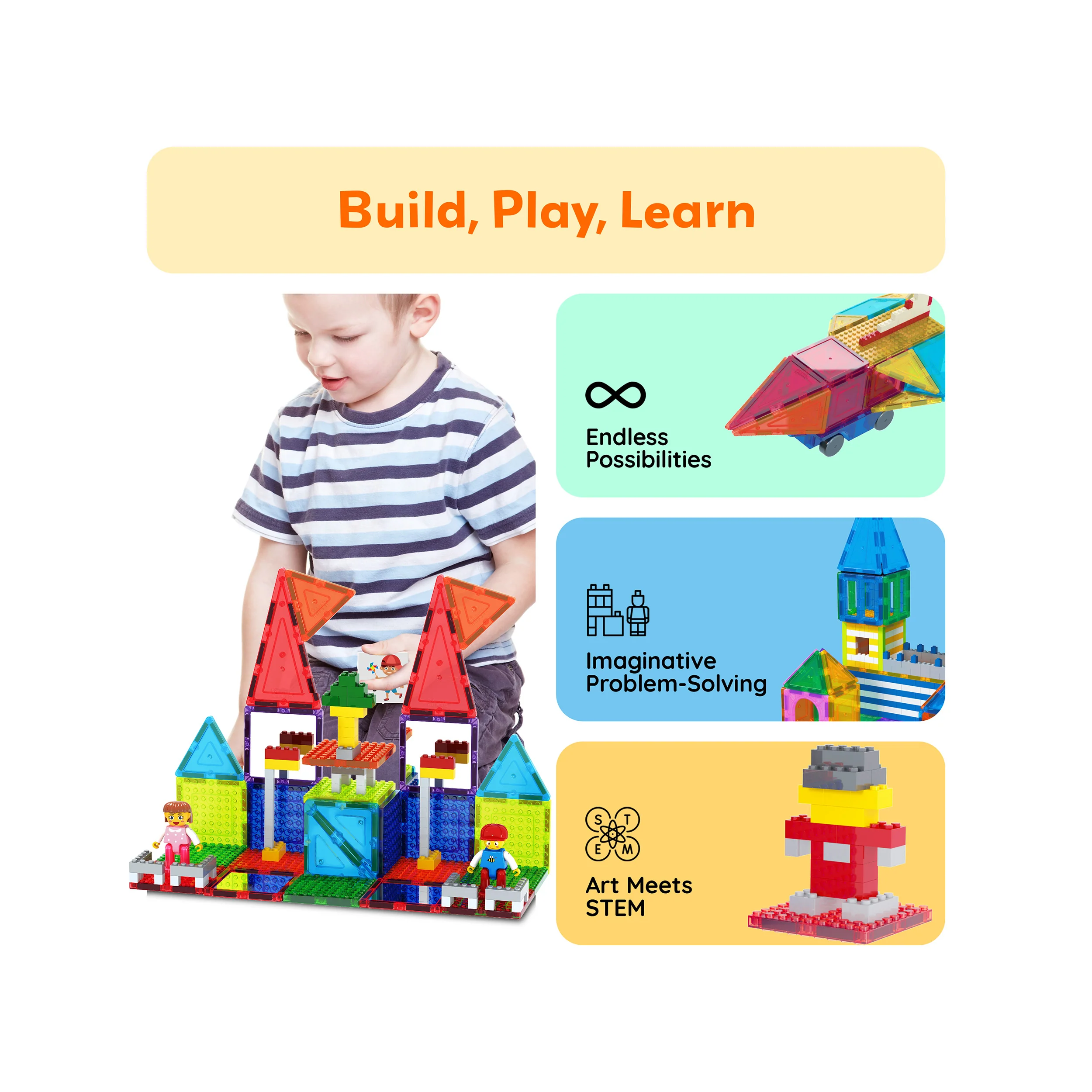 PicassoTiles Magnetic Brick Blocks Toy Tile Combo Pack - Image 5
