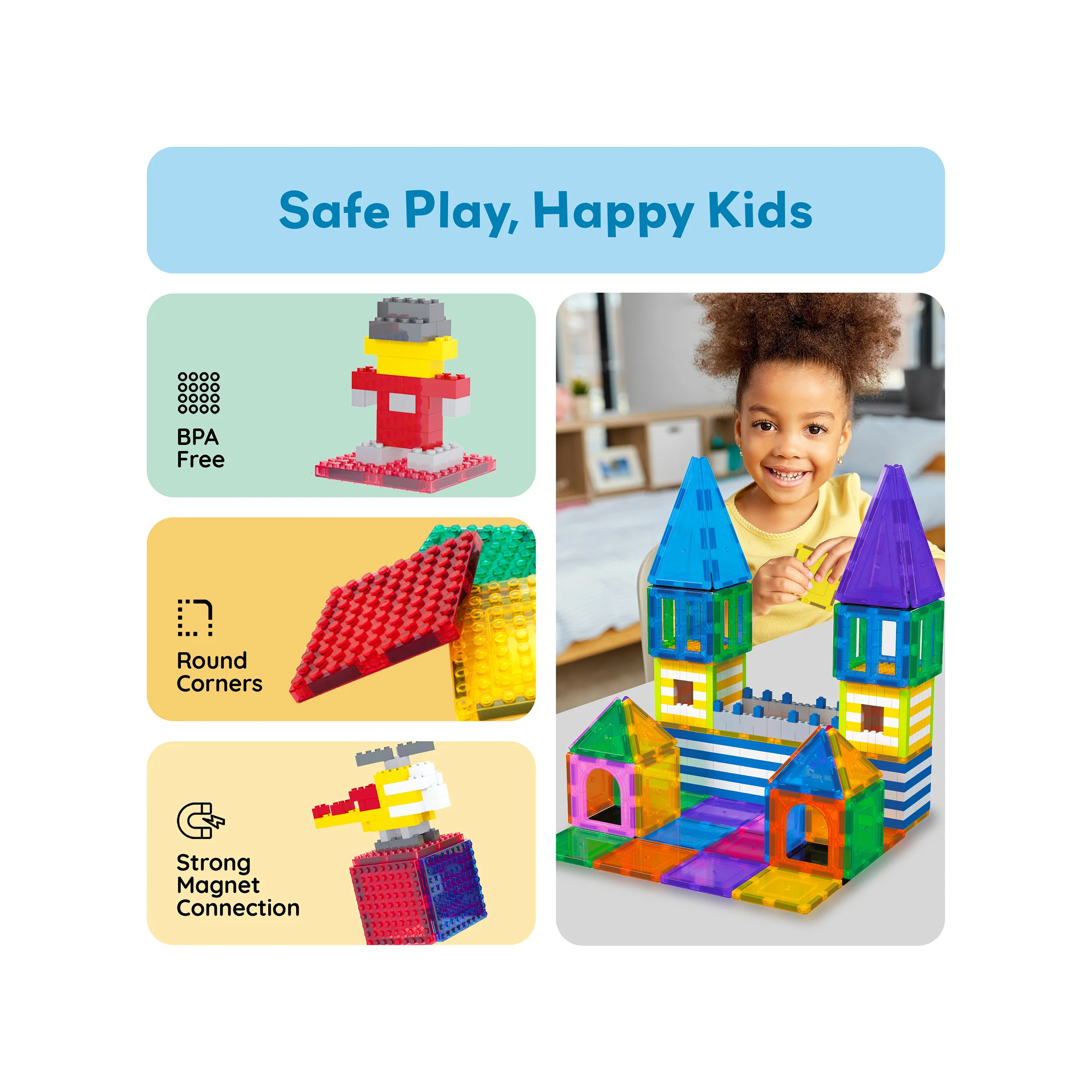 PicassoTiles Magnetic Brick Blocks Toy Tile Combo Pack - Image 6