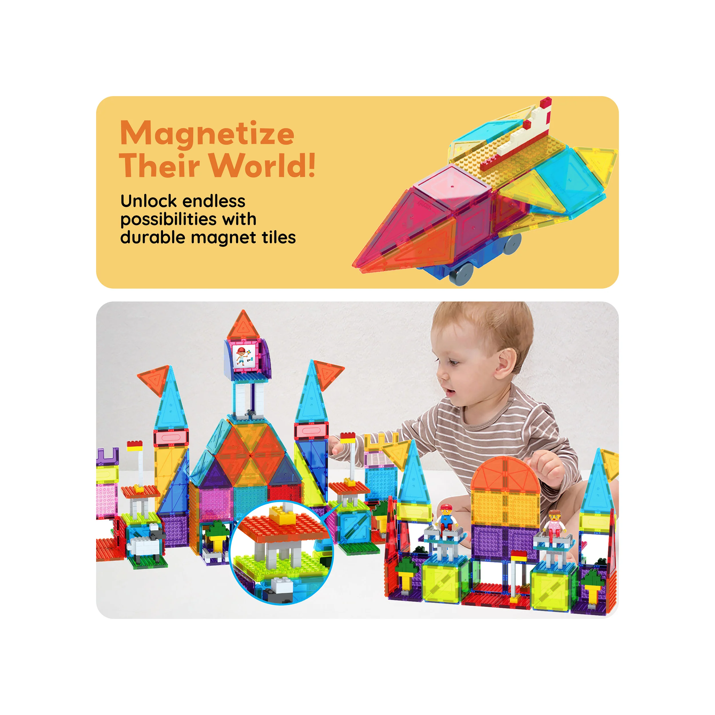 PicassoTiles Magnetic Brick Blocks Toy Tile Combo Pack - Image 7