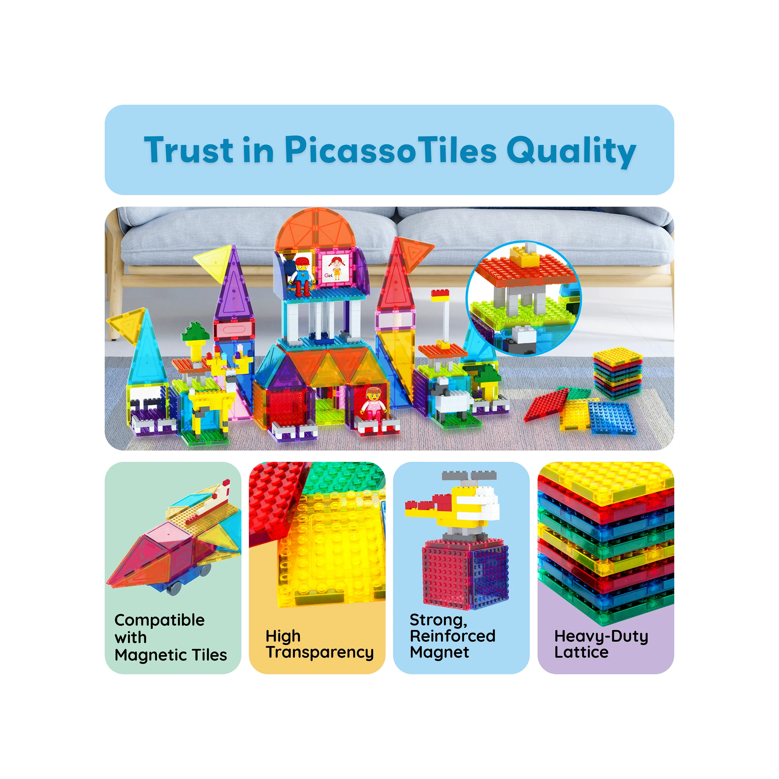 PicassoTiles Magnetic Brick Blocks Toy Tile Combo Pack - Image 8