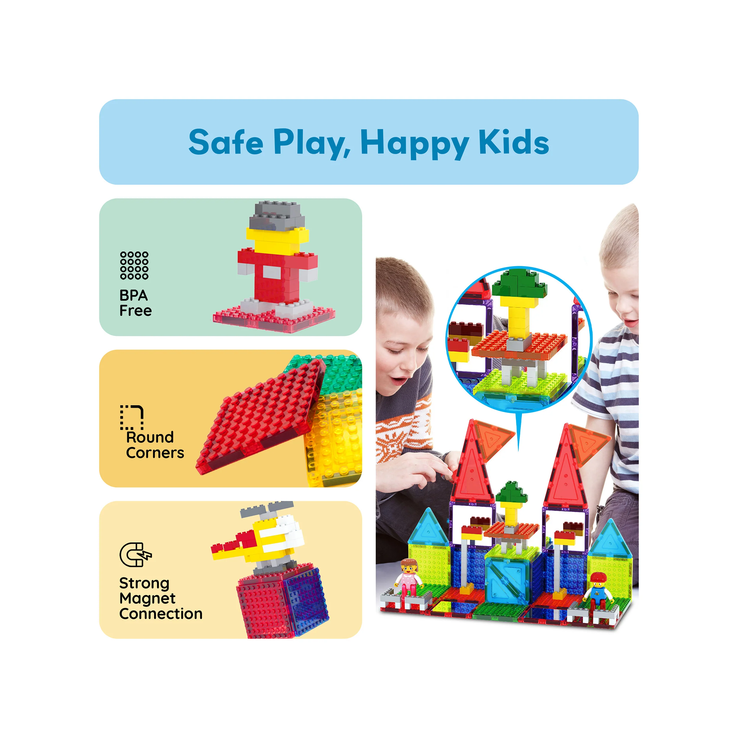 PicassoTiles 12pc Magnet Tile and Brick Block Combo Set - Image 6