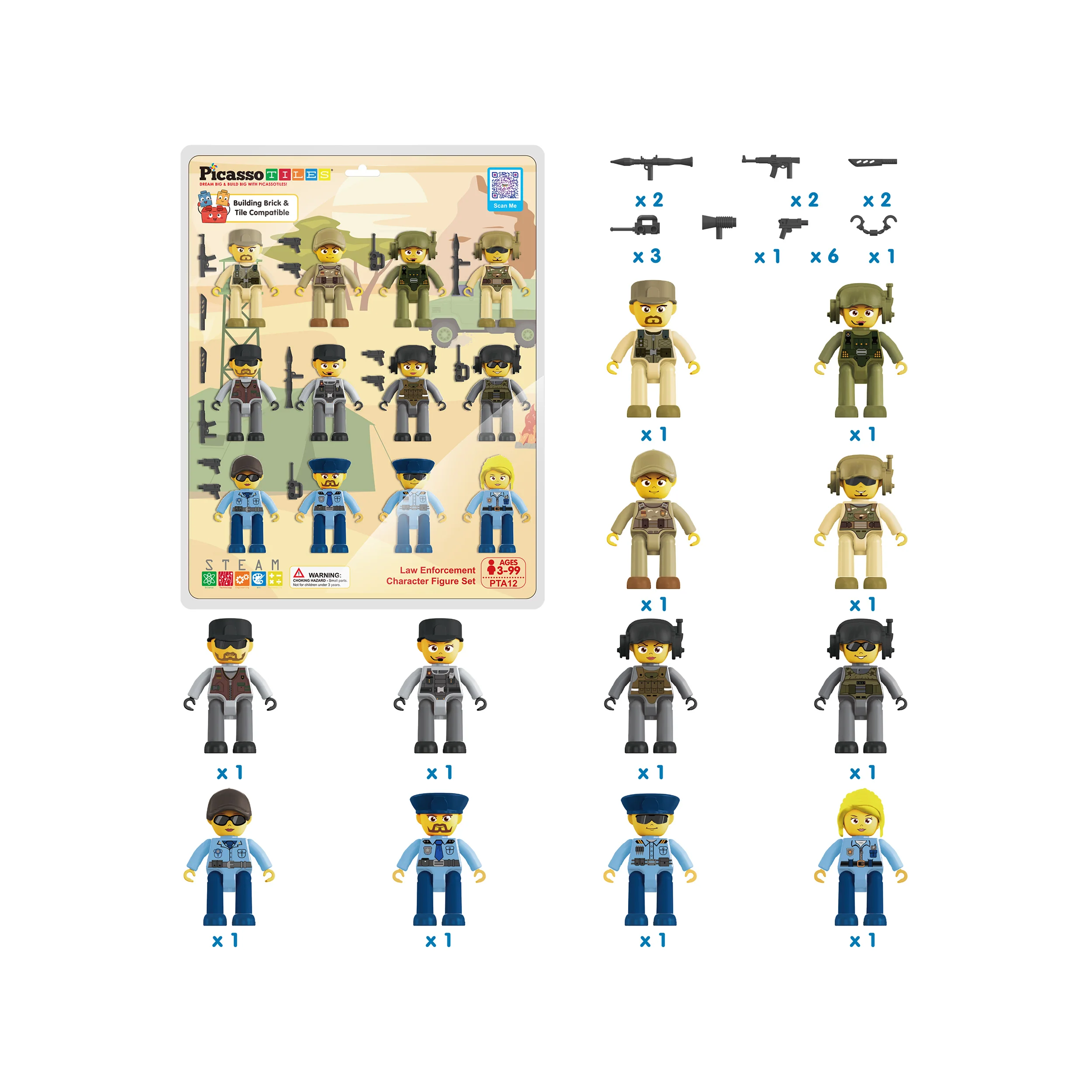 PicassoTiles Law Enforcement & Military Character Figure Set - Image 3