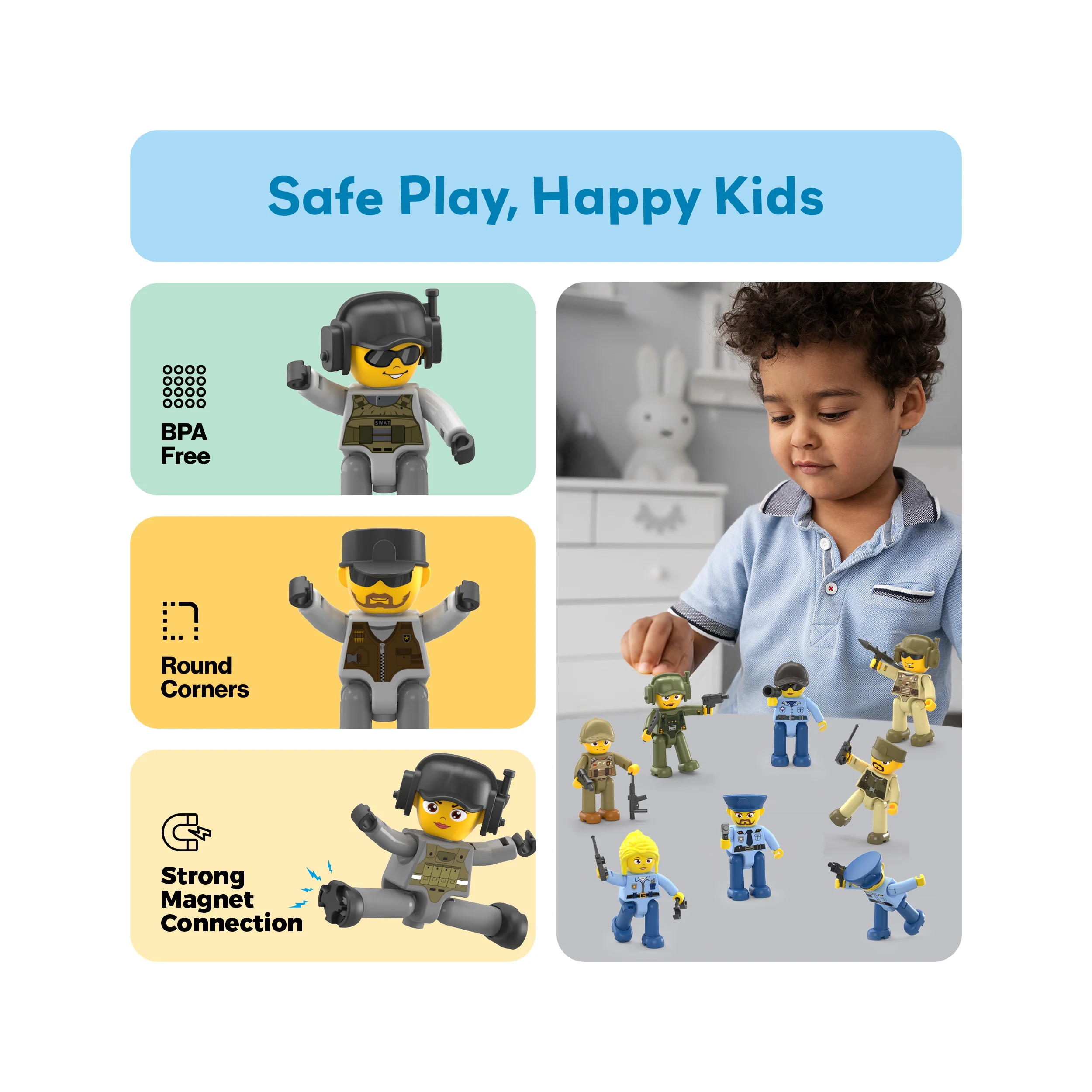 PicassoTiles Law Enforcement & Military Character Figure Set - Image 6