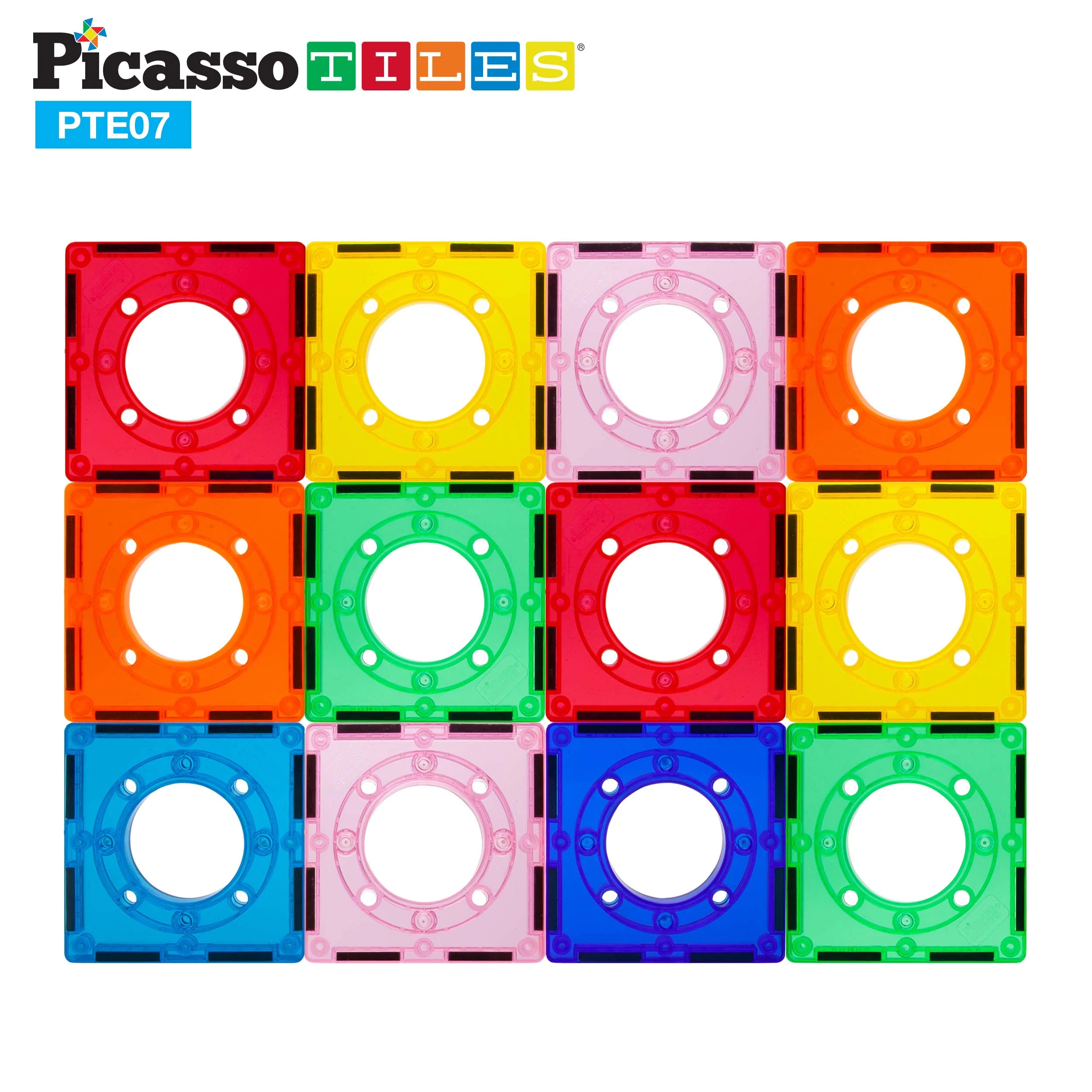 PicassoTiles Magnetic Marble Run Square Joint Expansion Pack (12 Pieces) - Image 2