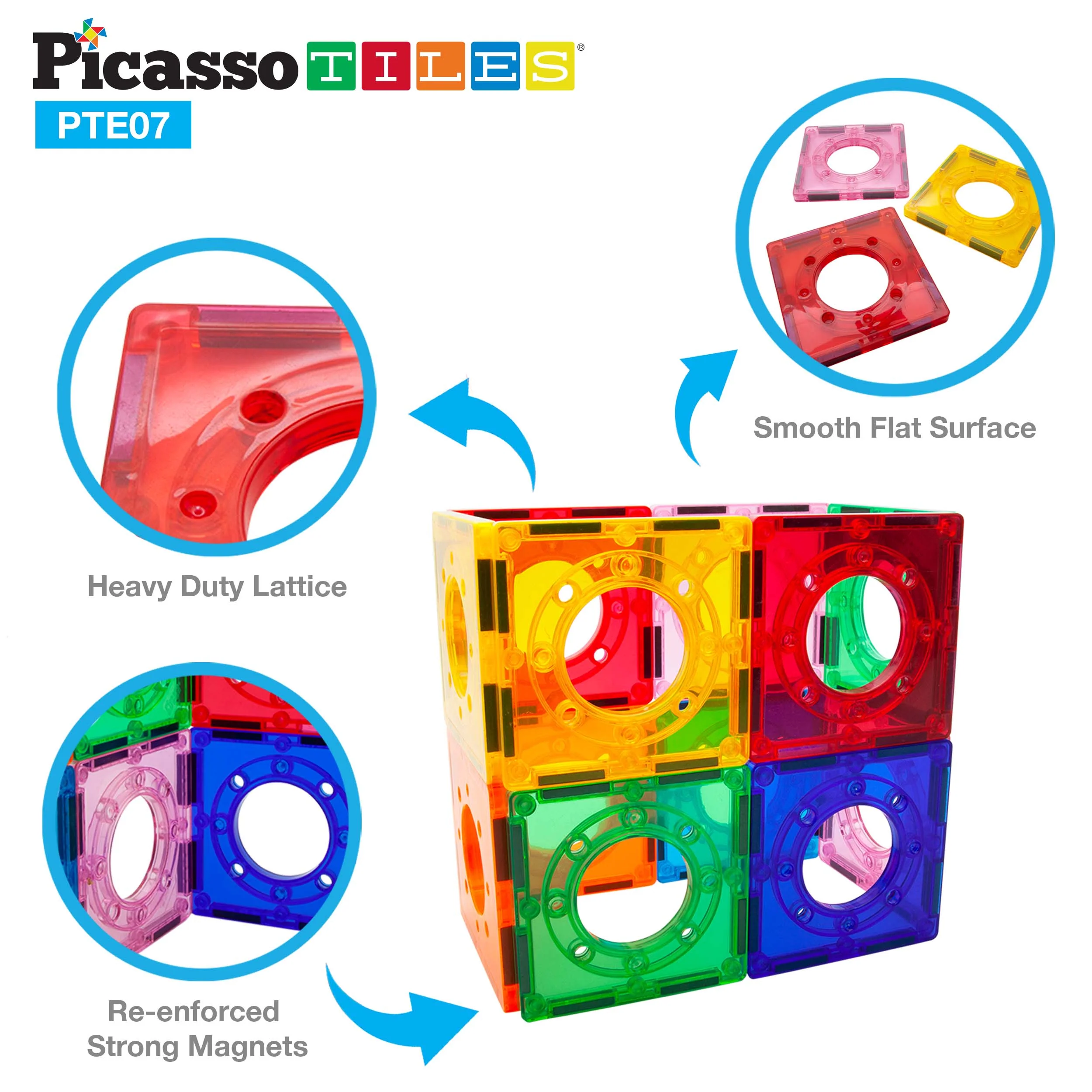PicassoTiles Magnetic Marble Run Square Joint Expansion Pack (12 Pieces) - Image 3
