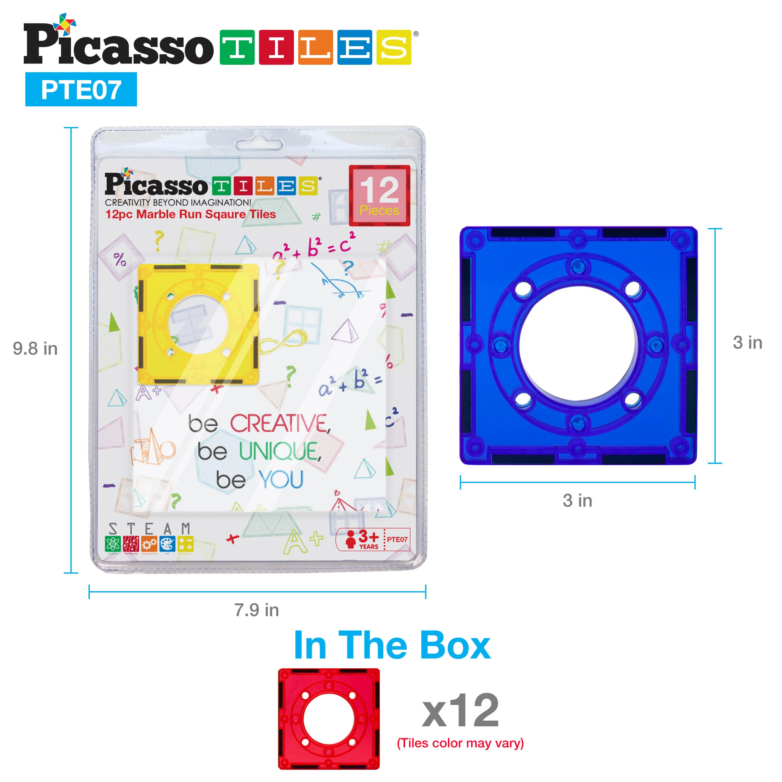PicassoTiles Magnetic Marble Run Square Joint Expansion Pack (12 Pieces) - Image 7