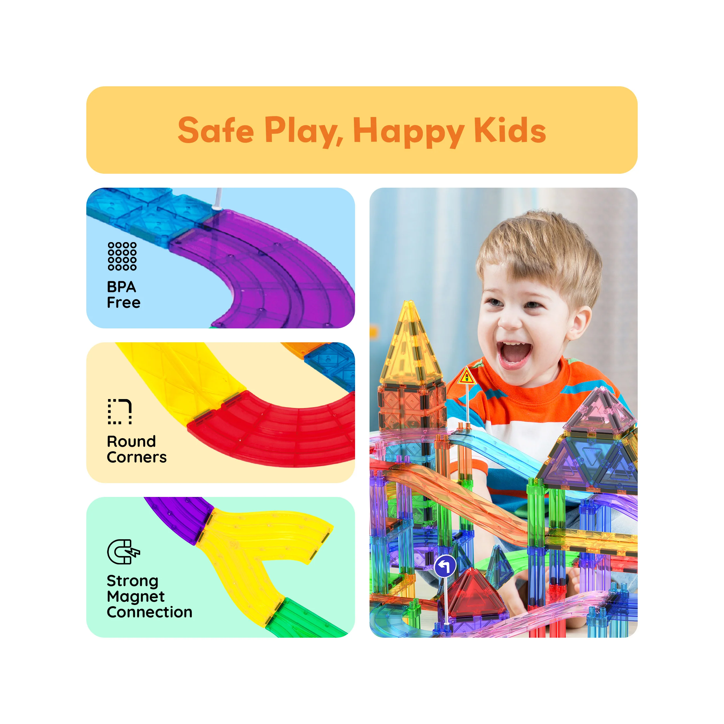 PicassoTiles Magnetic Tiles Race Track Expansion Set (12 Pieces) - Image 6