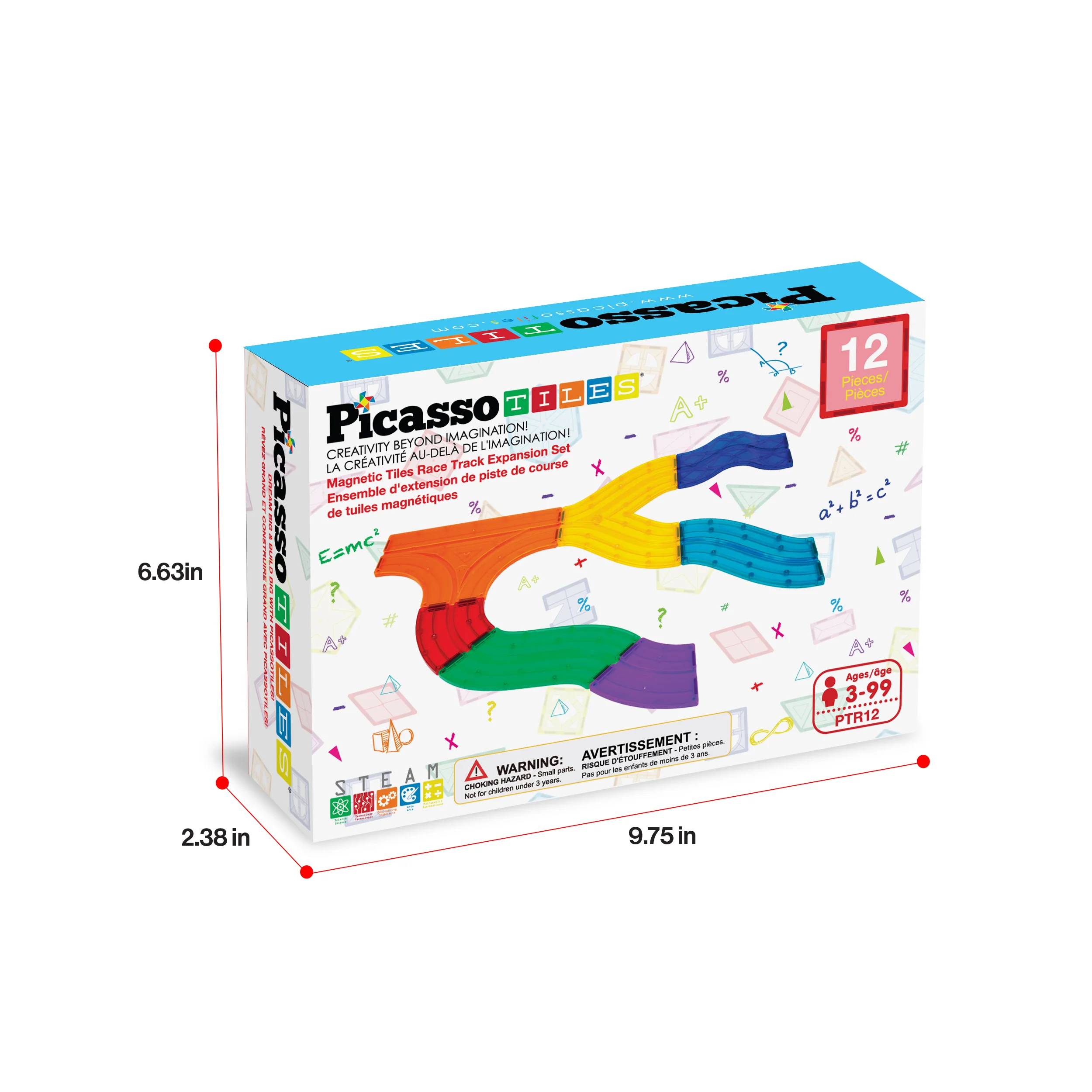 PicassoTiles Magnetic Tiles Race Track Expansion Set (12 Pieces) - Image 8