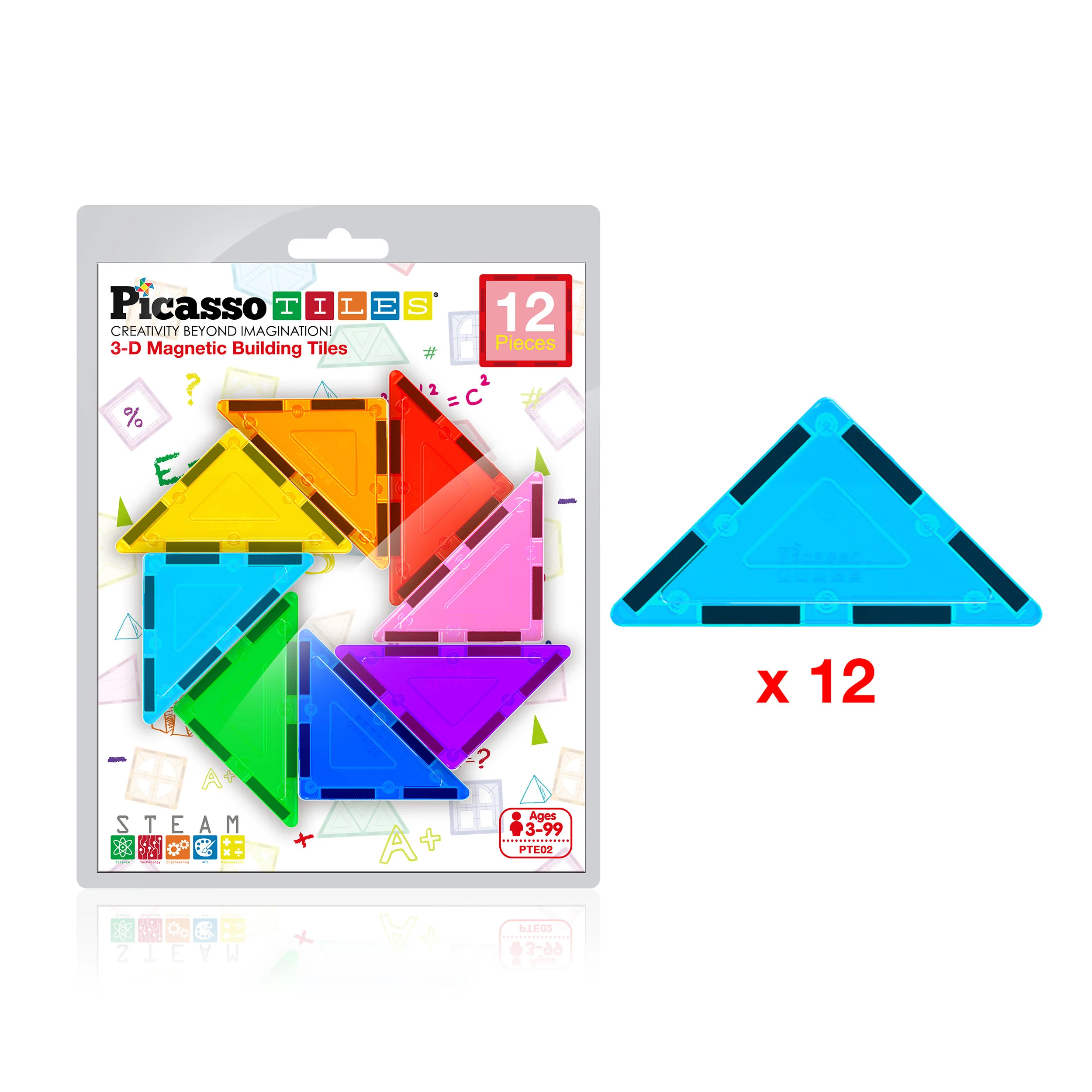 PicassoTiles Right Triangle Magnetic Tiles Expansion Pack (12 Pieces) - Image 9