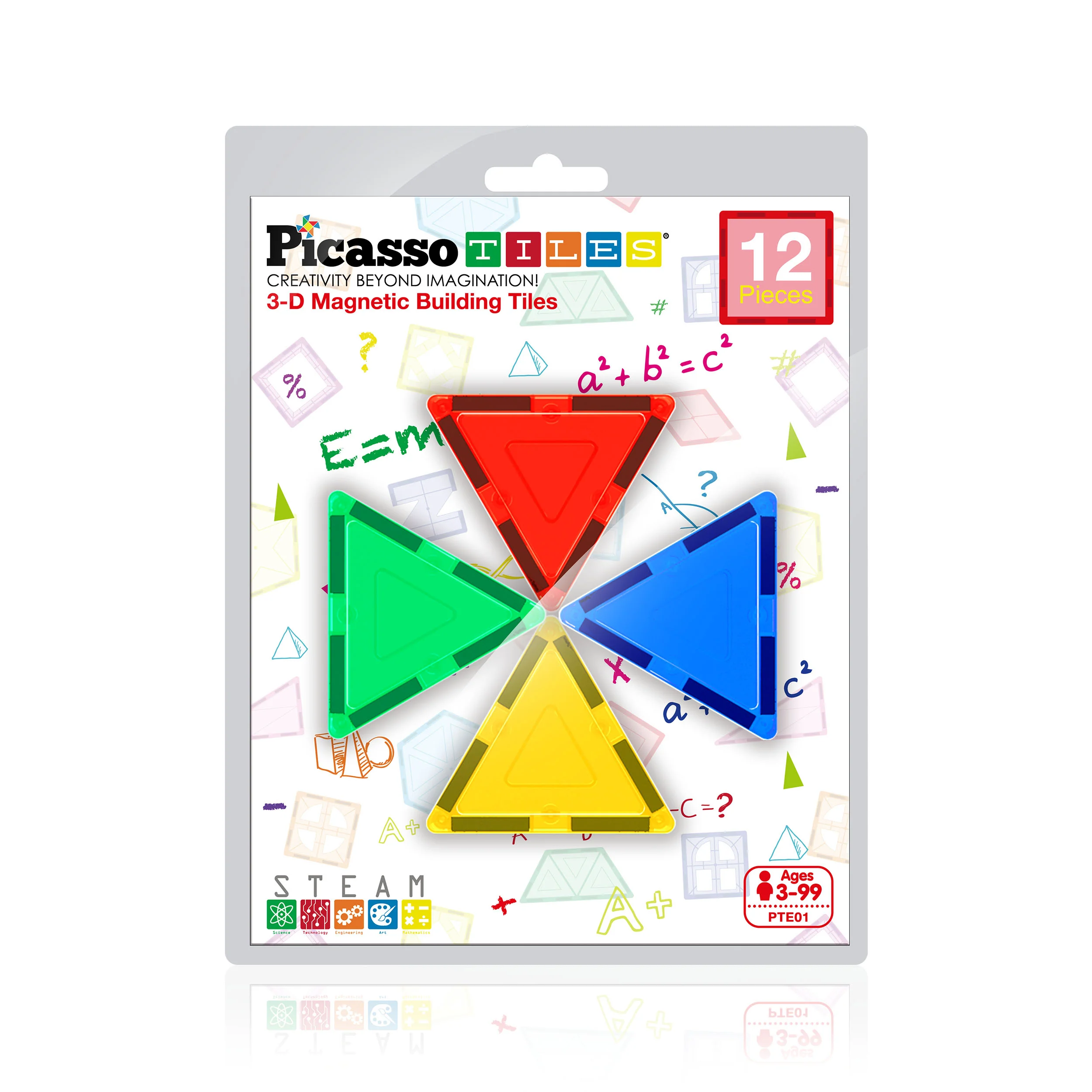 PicassoTiles 12 Piece Small Triangle Expansion Pack PTE01 - Image 7