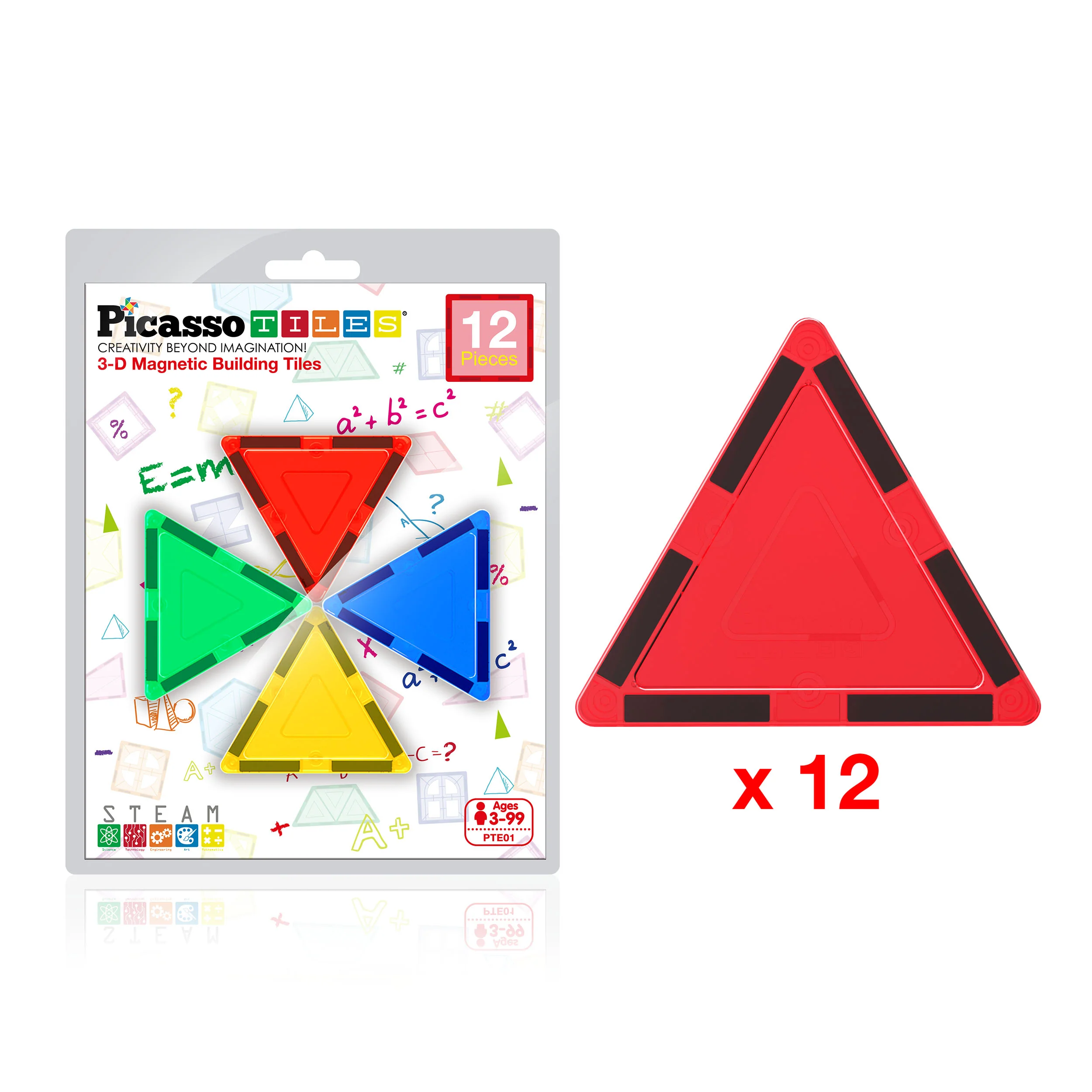 PicassoTiles 12 Piece Small Triangle Expansion Pack PTE01 - Image 8