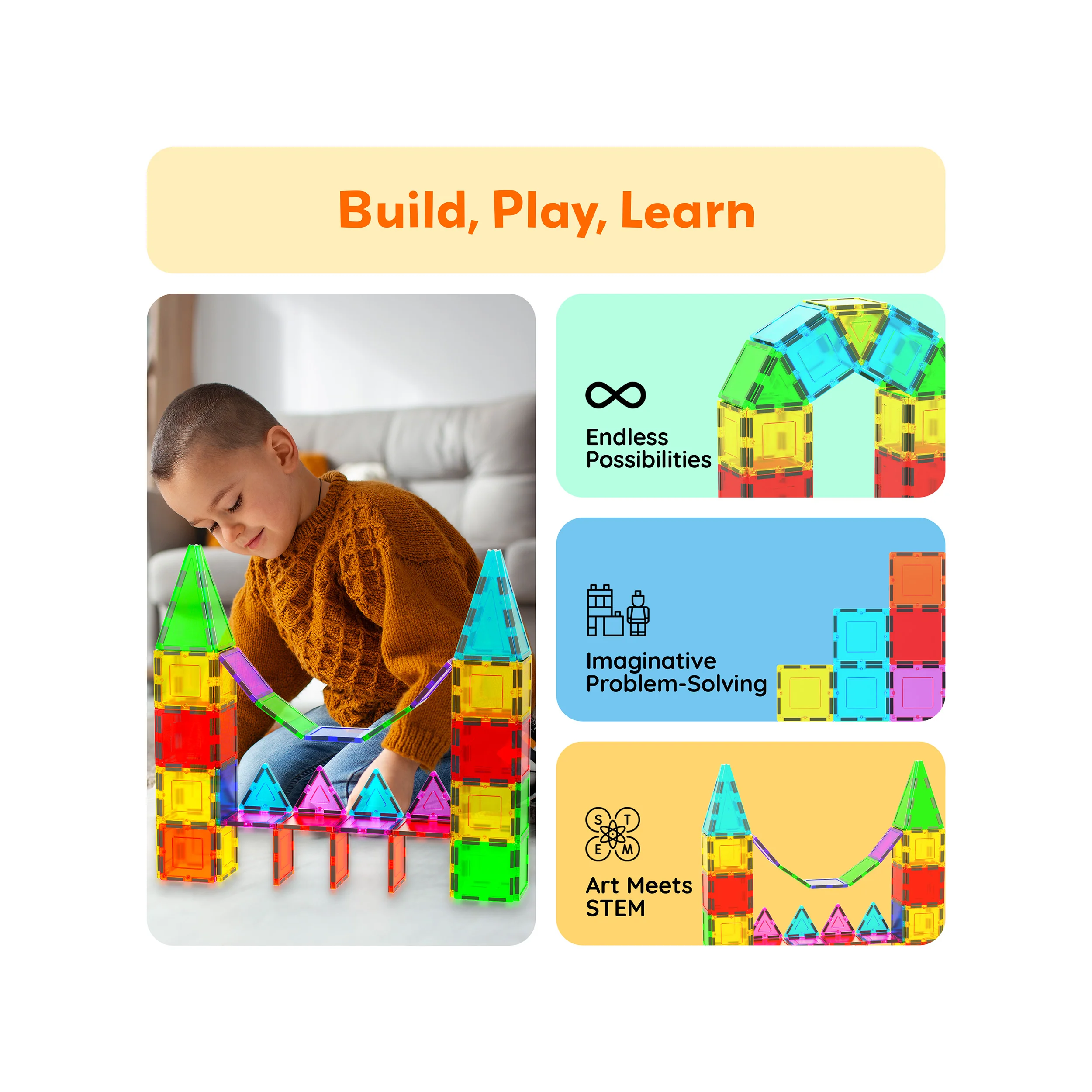 PicassoTiles 12pc Square Expansion Pack - Image 4