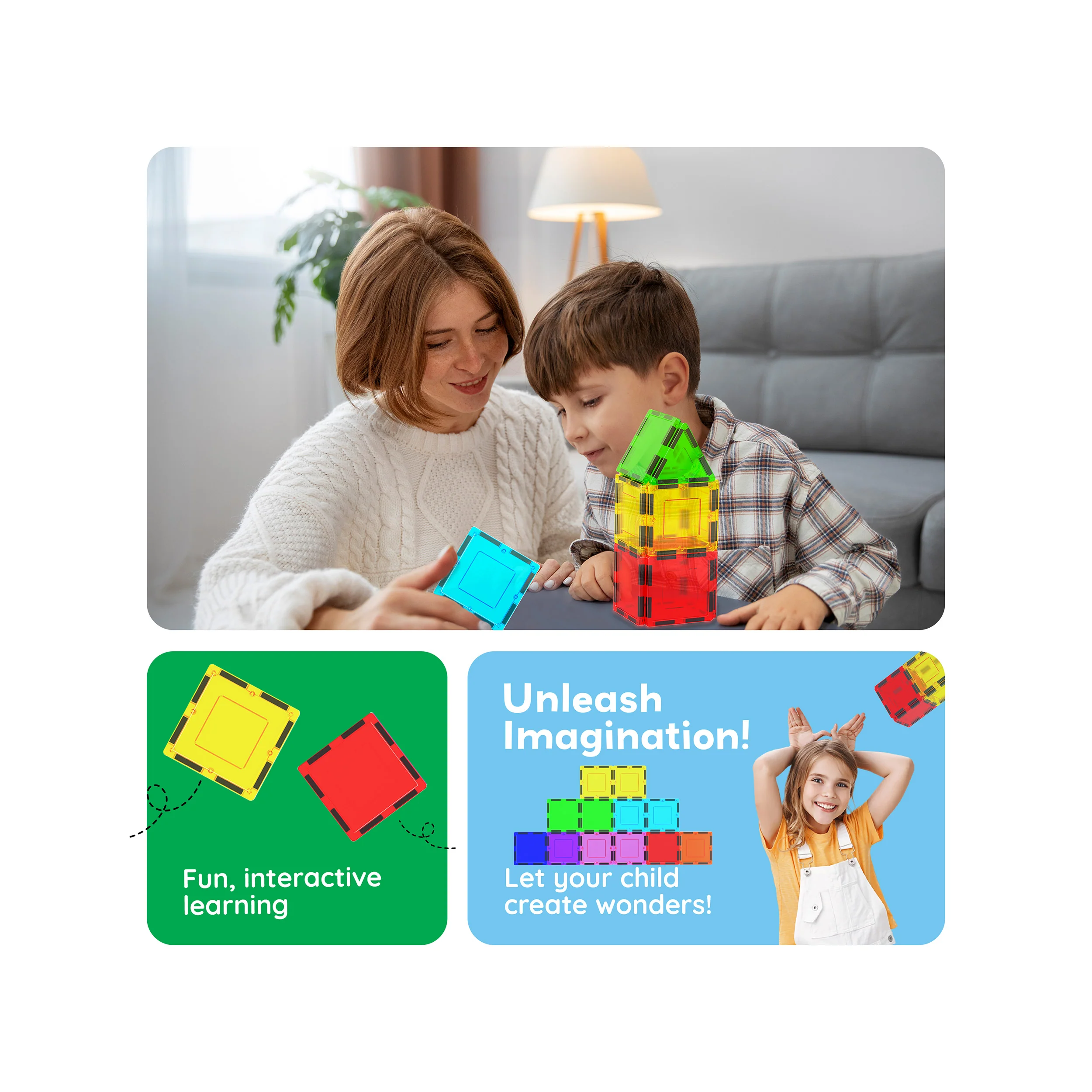 PicassoTiles 12pc Square Expansion Pack - Image 5