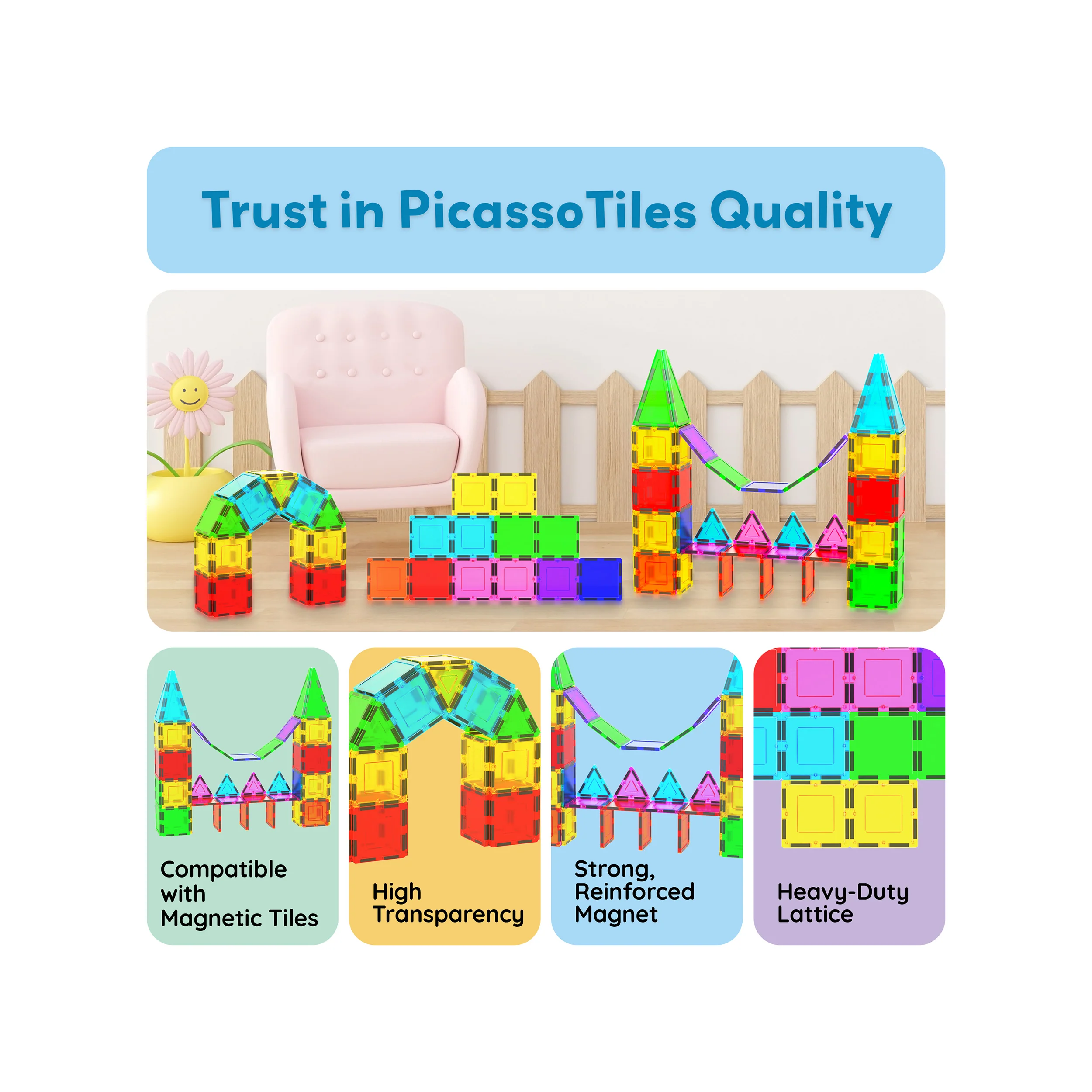 PicassoTiles 12pc Square Expansion Pack - Image 8