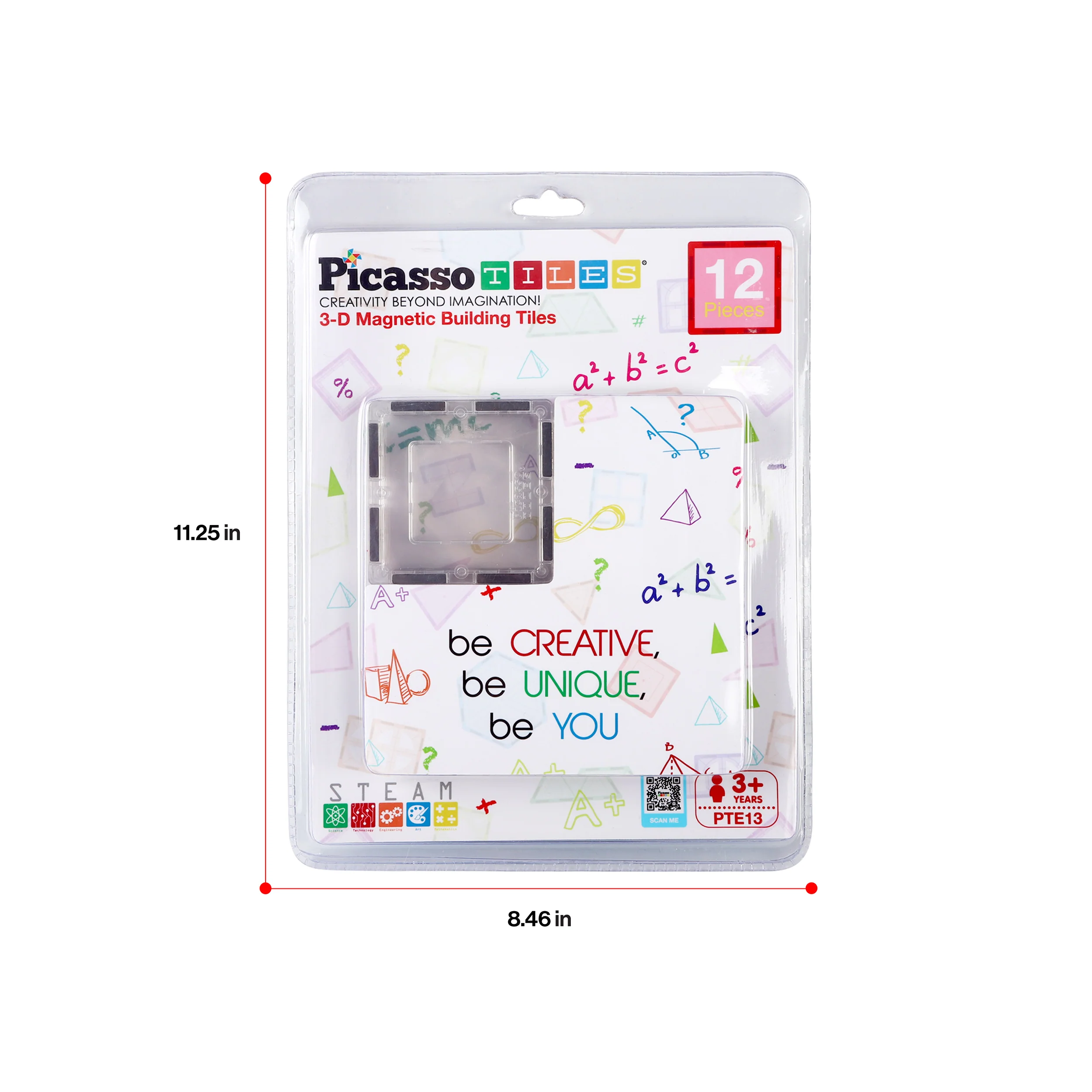 PicassoTiles Transparent Magnetic Tiles Expansion Set (12 Pieces) - Image 2