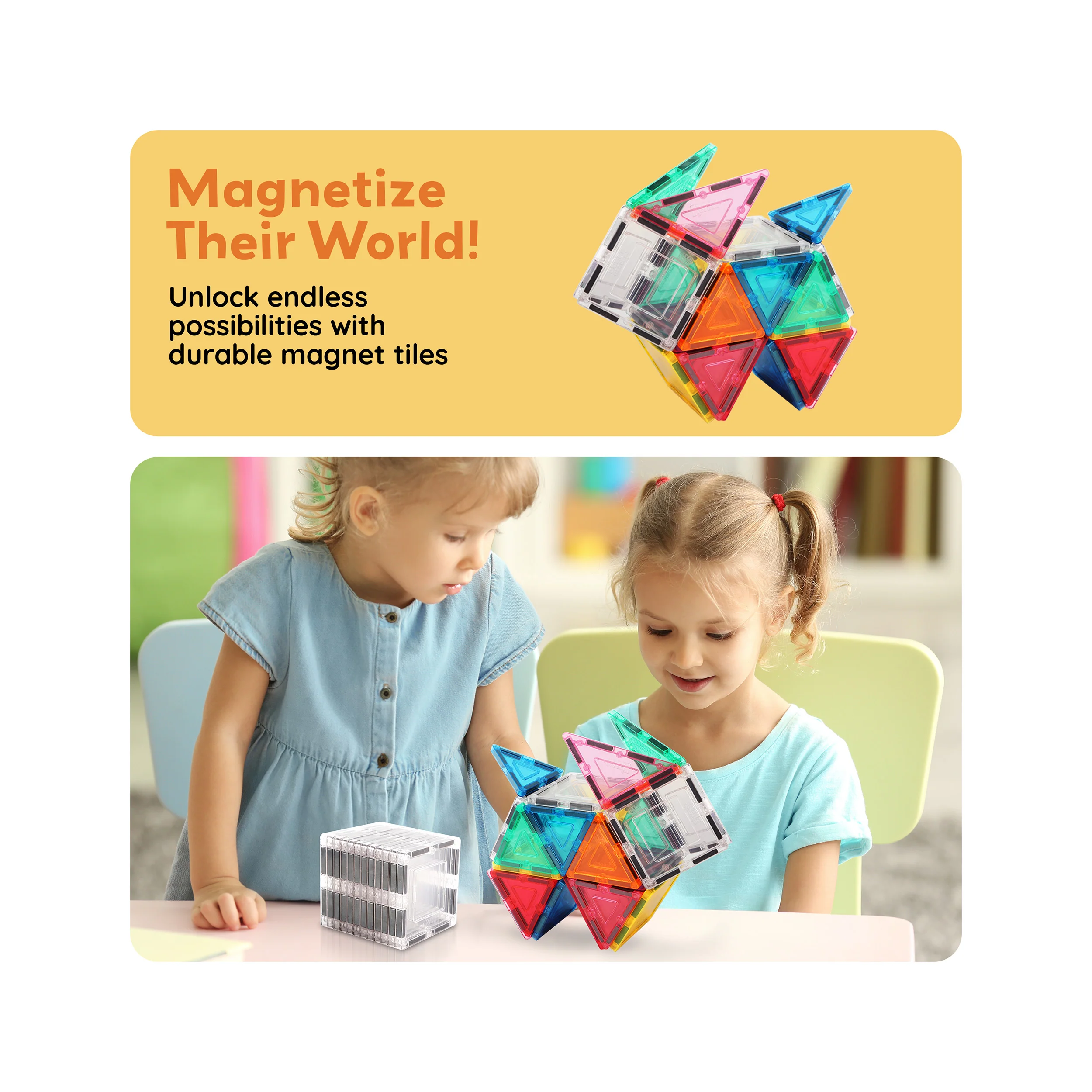 PicassoTiles Transparent Magnetic Tiles Expansion Set (12 Pieces) - Image 4