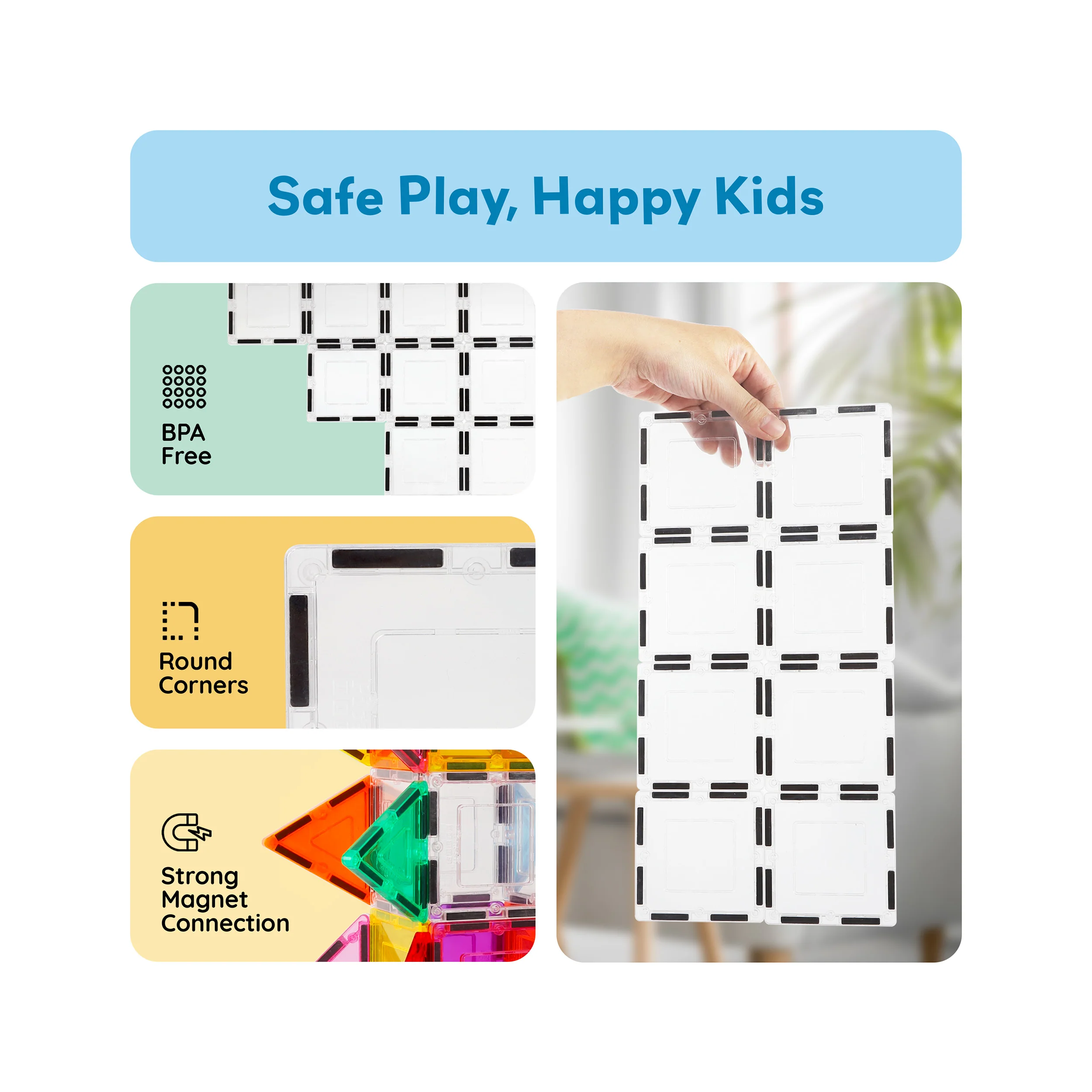 PicassoTiles Transparent Magnetic Tiles Expansion Set (12 Pieces) - Image 5