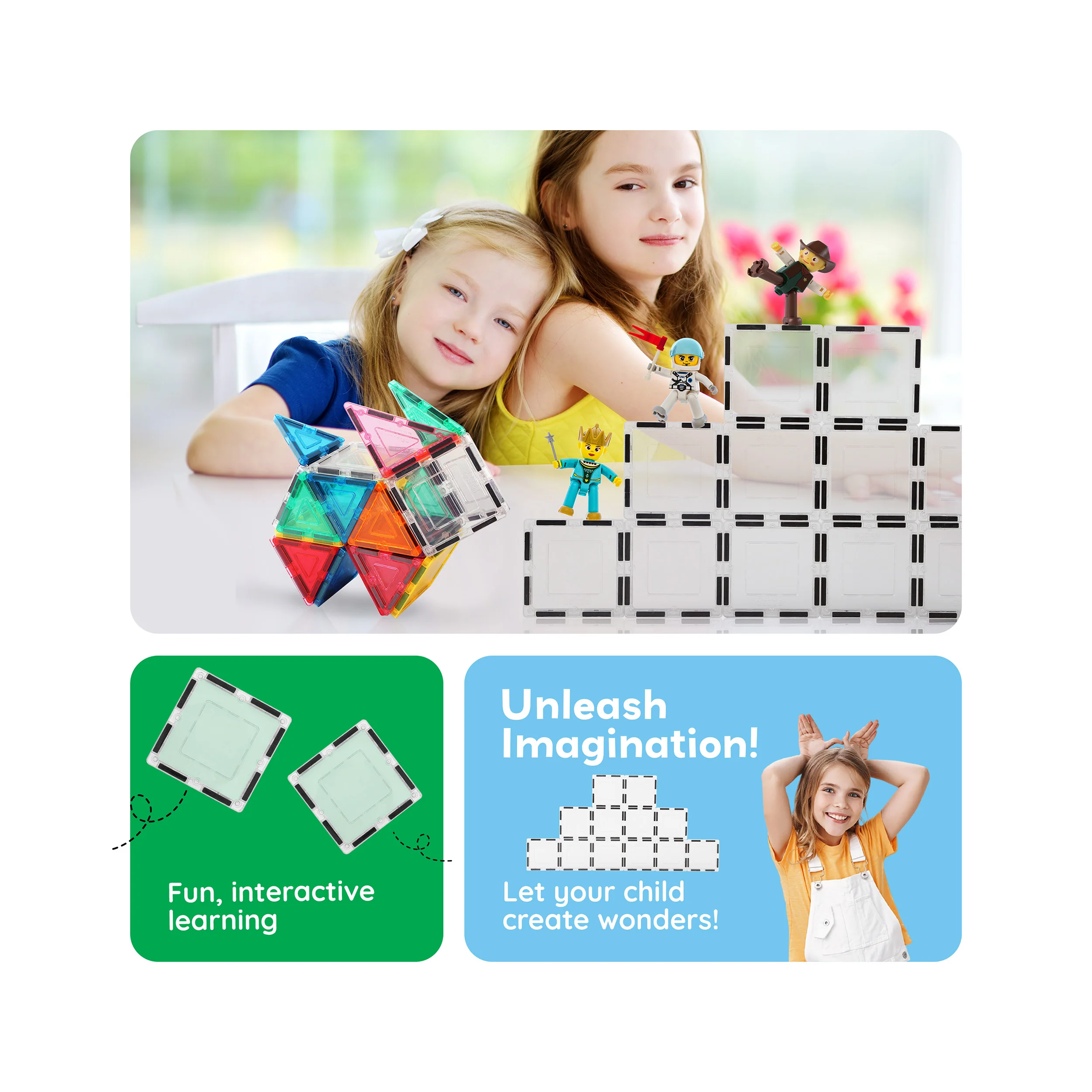 PicassoTiles Transparent Magnetic Tiles Expansion Set (12 Pieces) - Image 6
