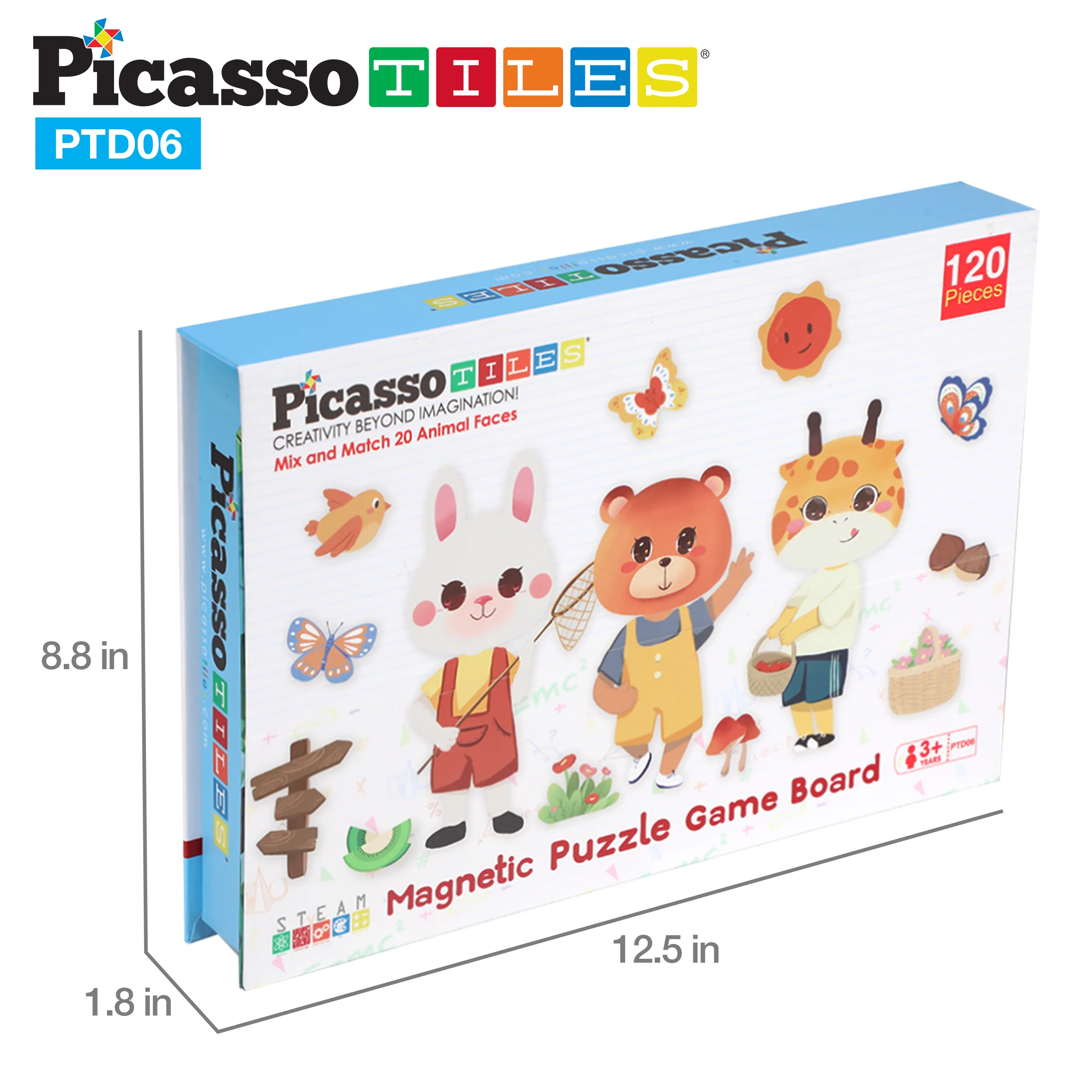 Picassotiles 120pcs Magnetic Animal Sticker Puzzle Book Drawing Board - Image 10