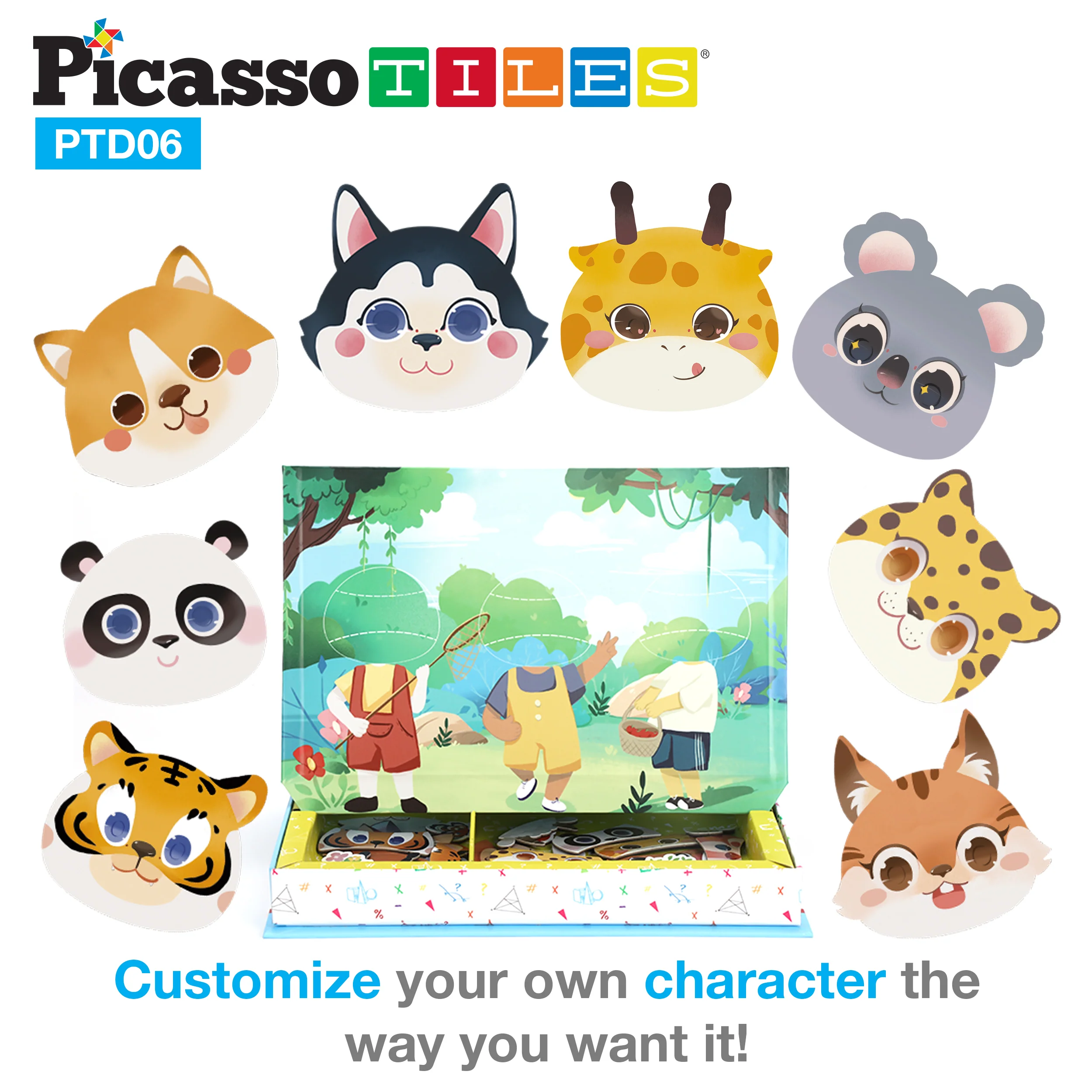 Picassotiles 120pcs Magnetic Animal Sticker Puzzle Book Drawing Board - Image 4