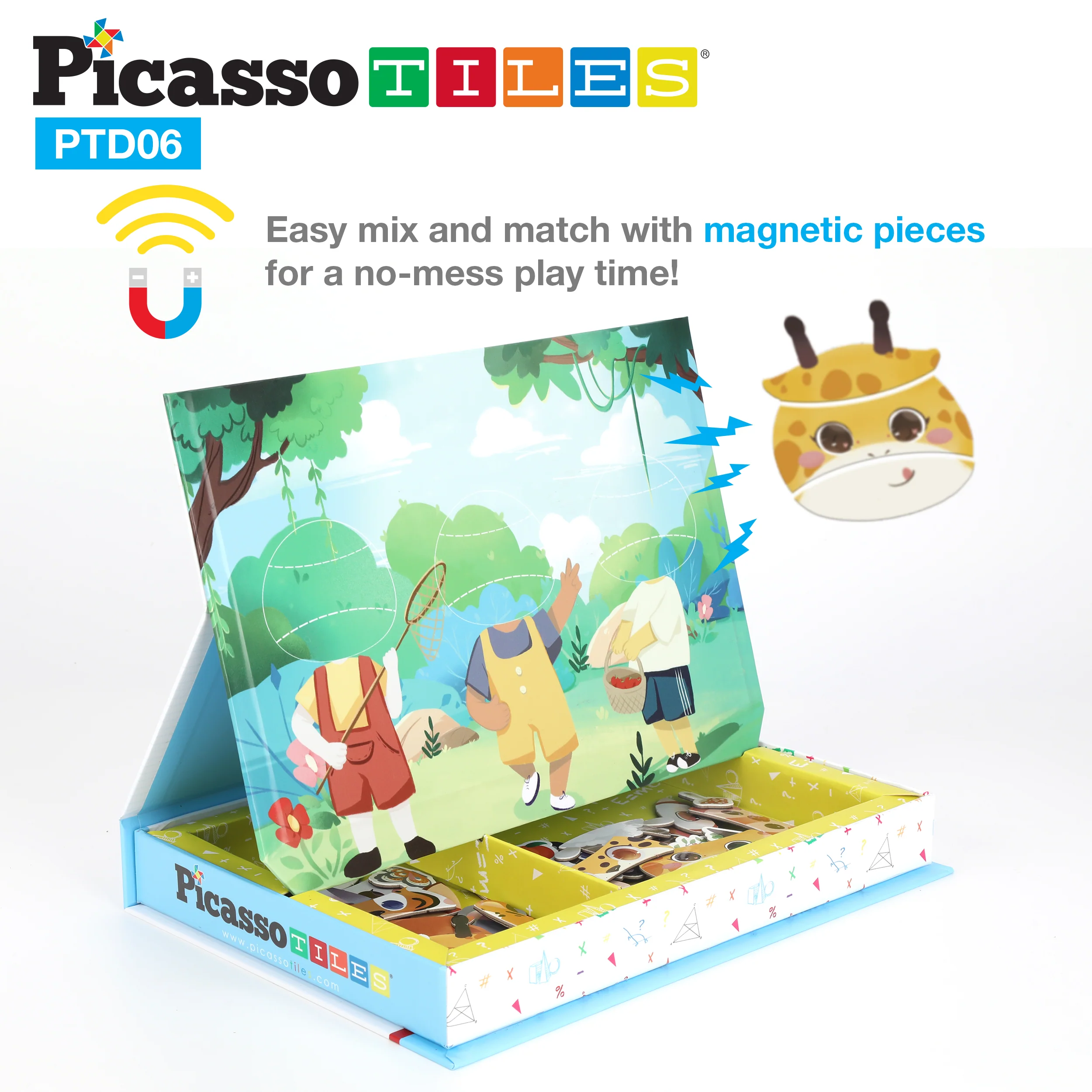 Picassotiles 120pcs Magnetic Animal Sticker Puzzle Book Drawing Board - Image 7