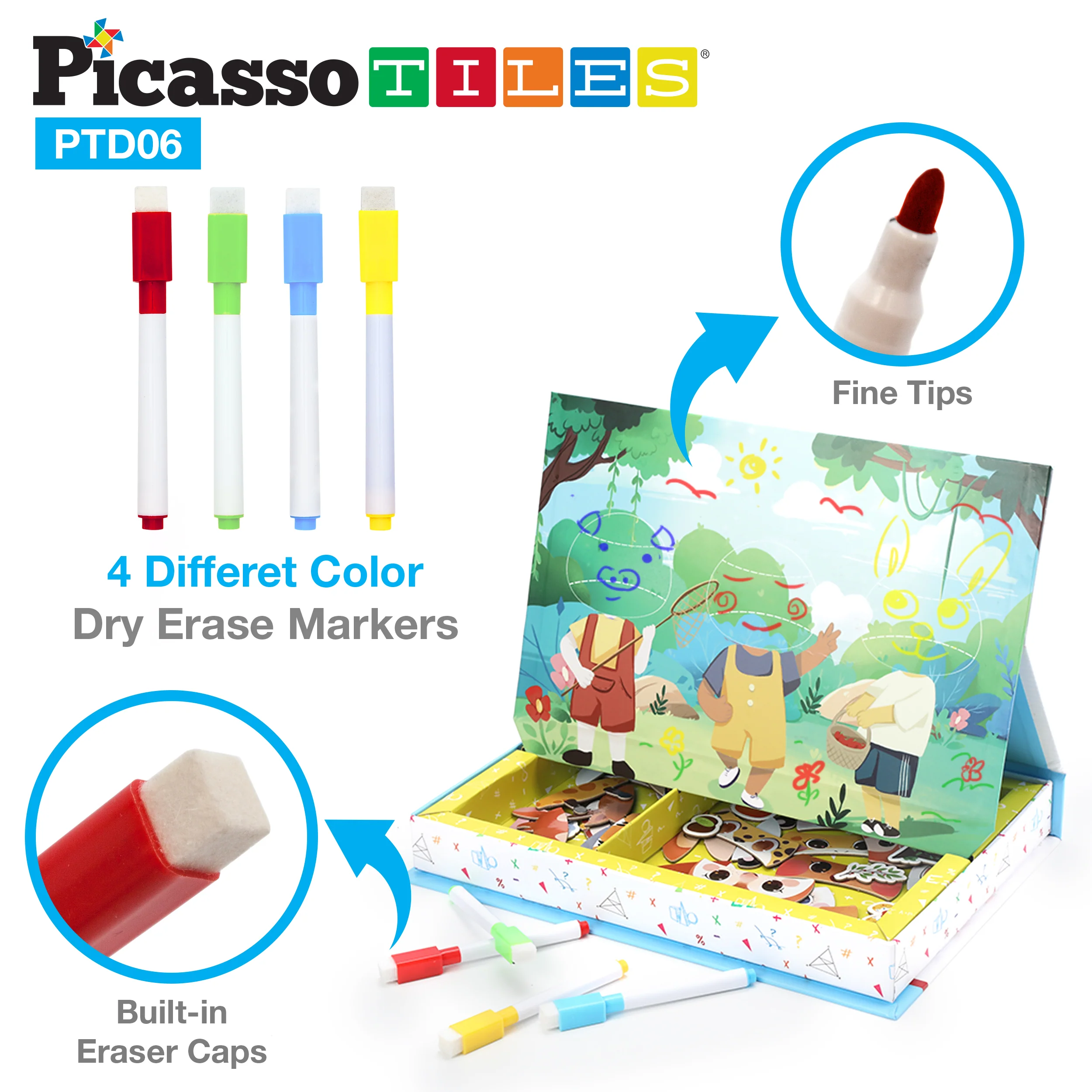 Picassotiles 120pcs Magnetic Animal Sticker Puzzle Book Drawing Board - Image 9