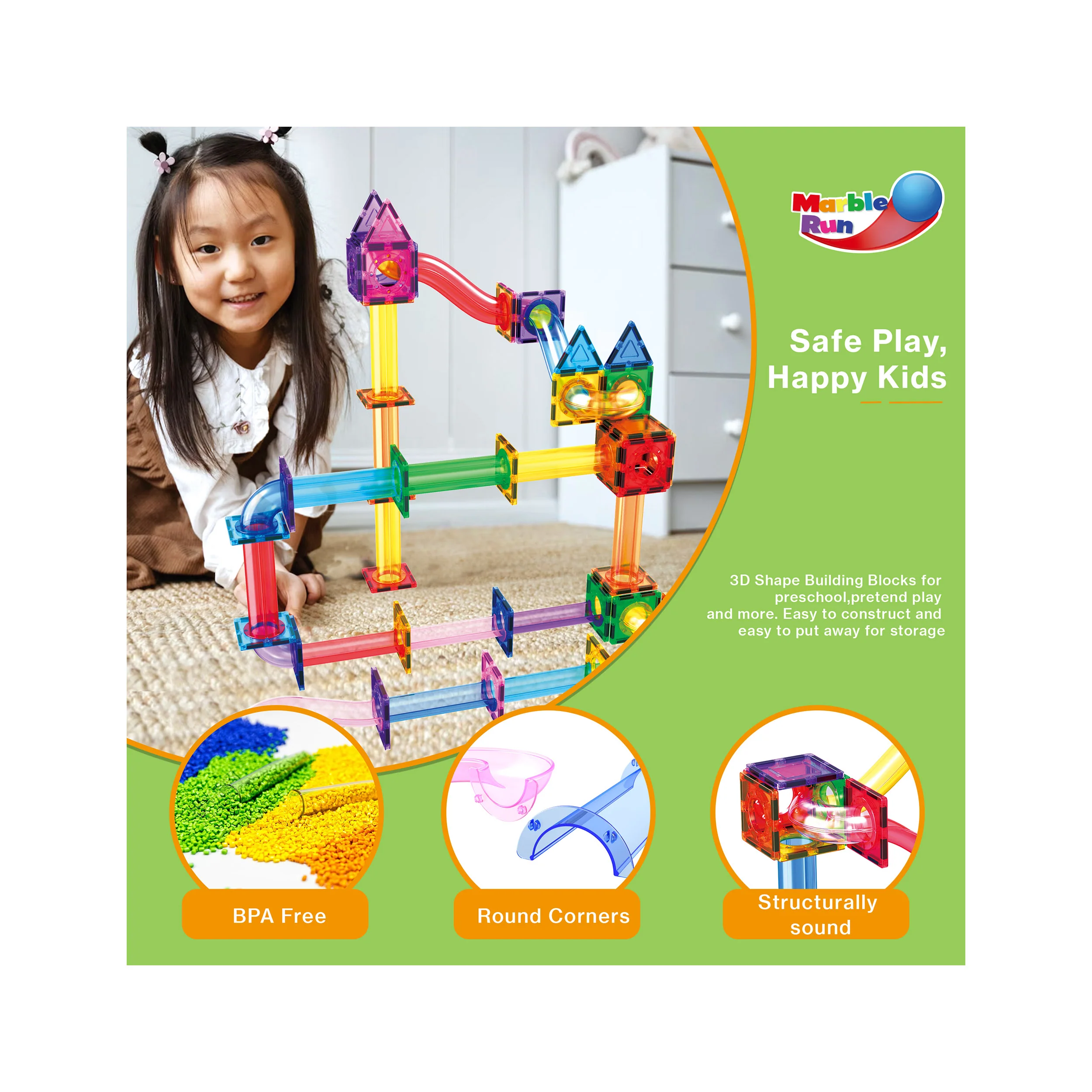 PicassoTiles 120 Pieces Marble Run Set - Image 2