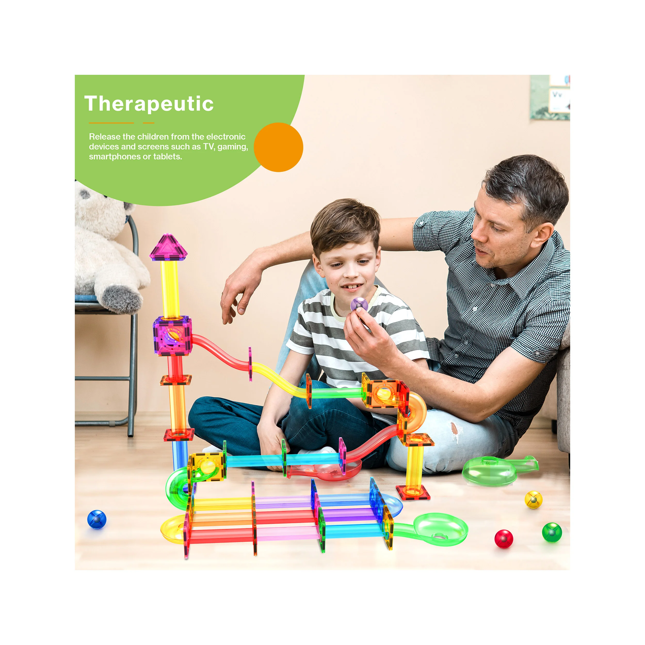 PicassoTiles 120 Pieces Marble Run Set - Image 4