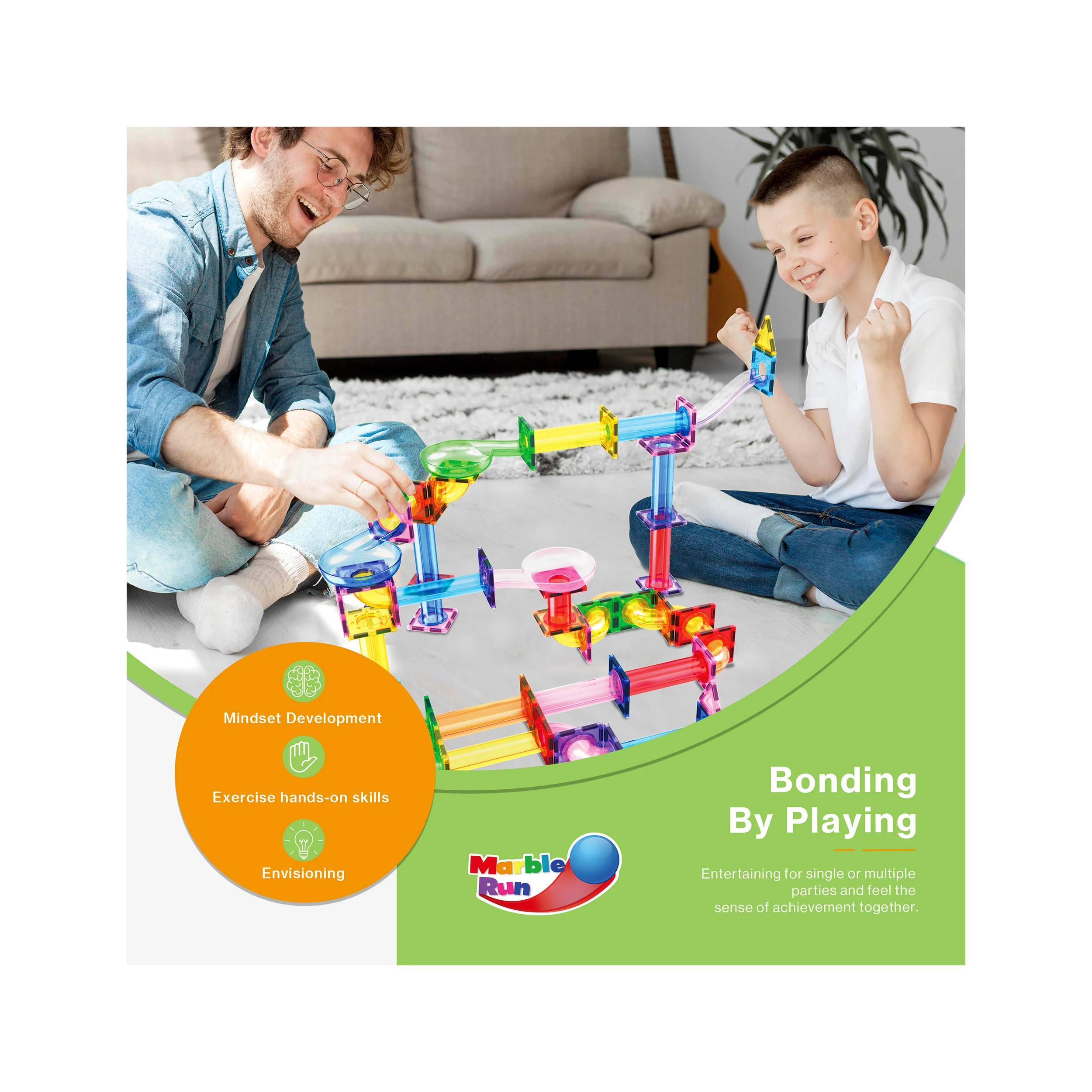PicassoTiles 120 Pieces Marble Run Set - Image 5