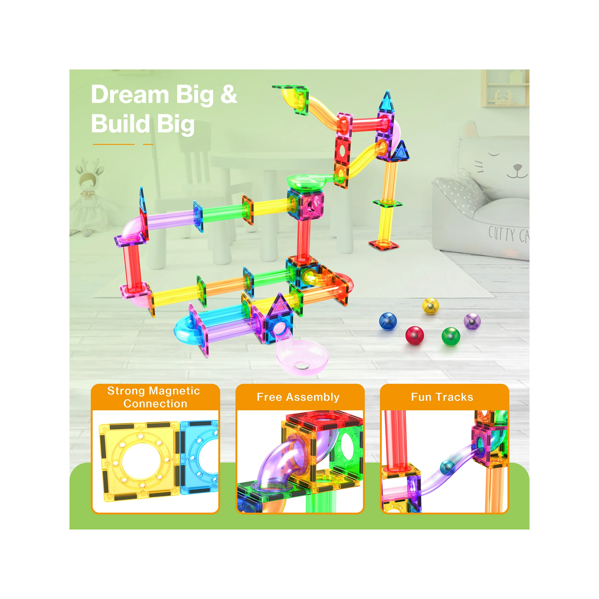 PicassoTiles 120 Pieces Marble Run Set - Image 7