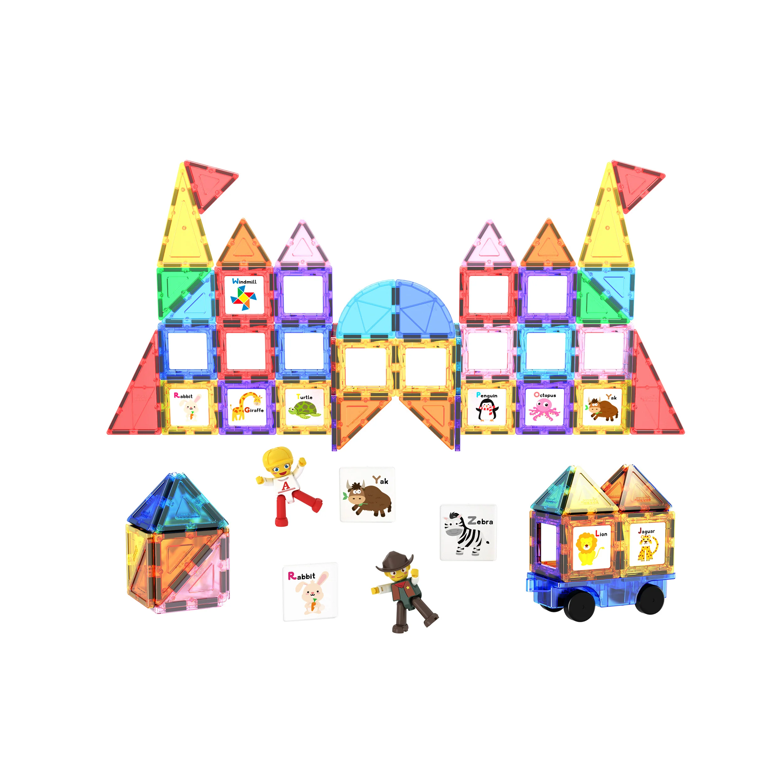 PicassoTiles Magnetic Tile Set with Graphic Inserts (121 Pieces) - Image 4