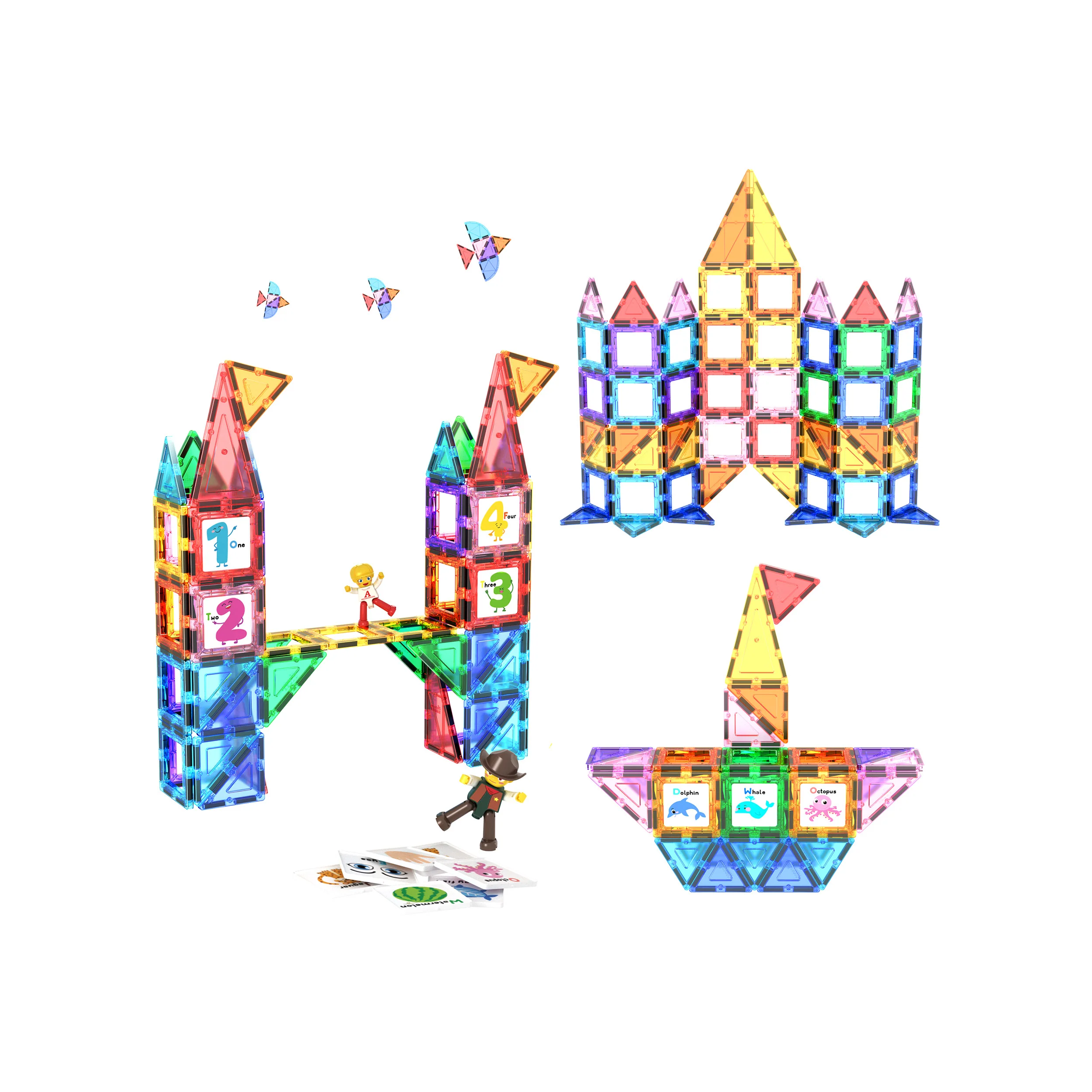 PicassoTiles Magnetic Tile Set with Graphic Inserts (121 Pieces) - Image 5