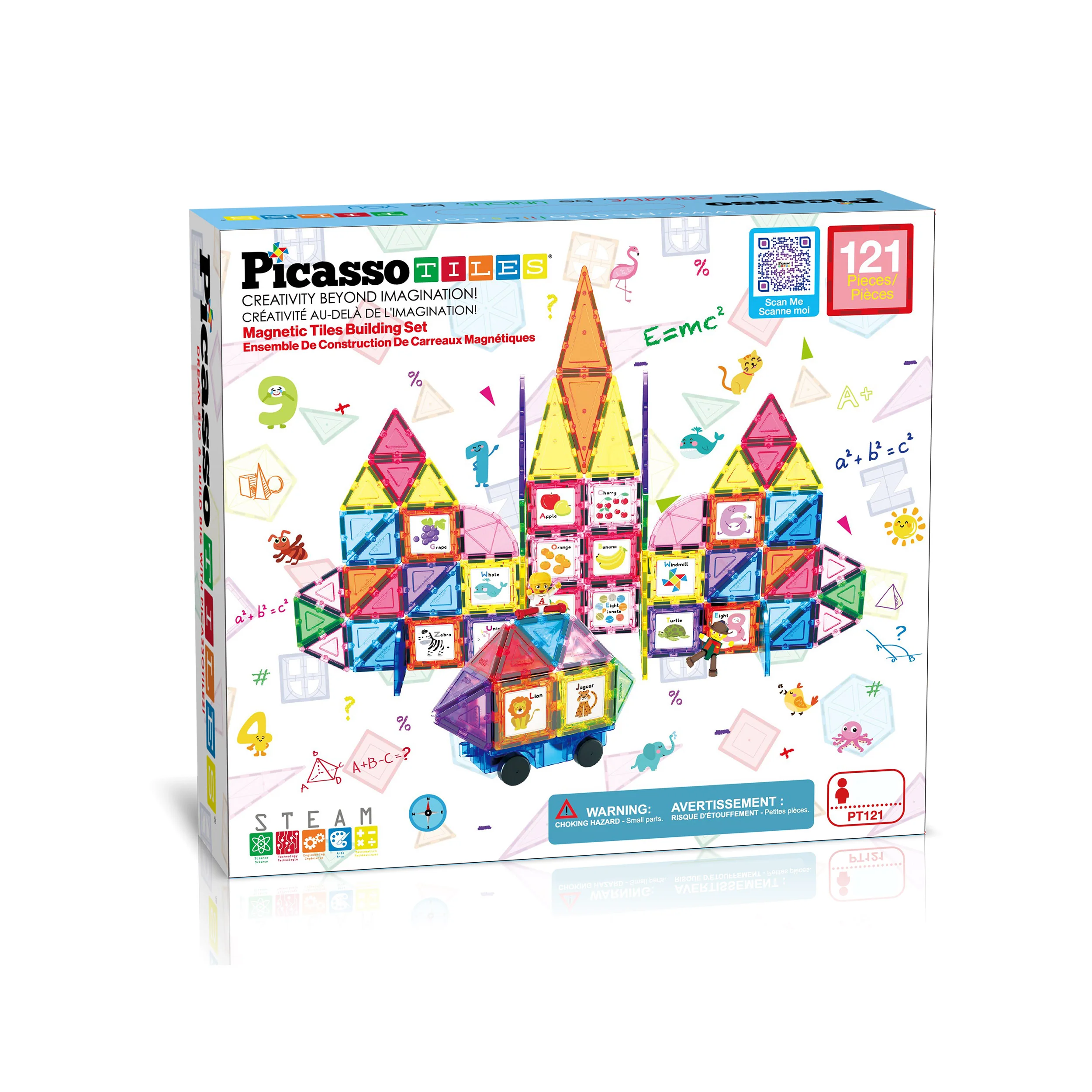 PicassoTiles Magnetic Tile Set with Graphic Inserts (121 Pieces) - Image 9