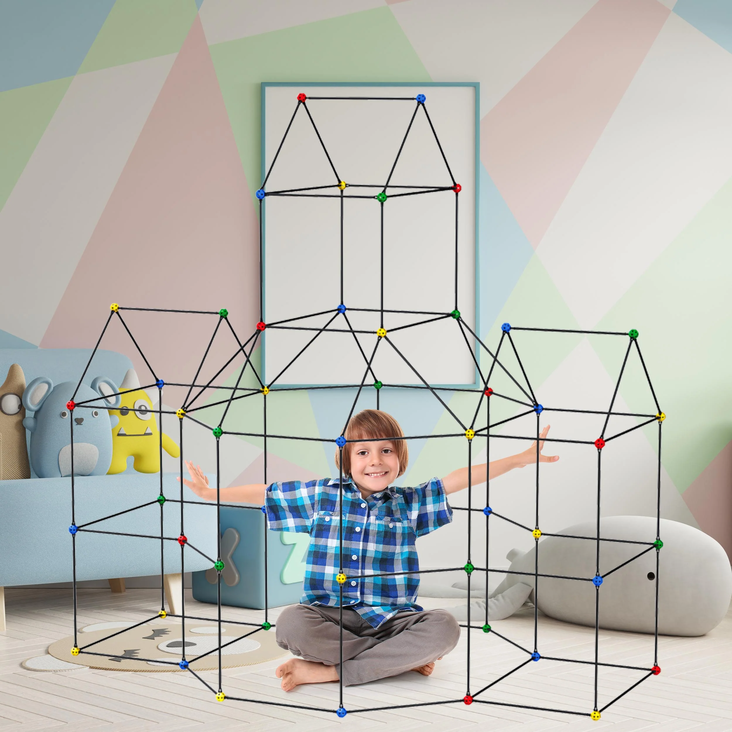 PicassoTiles 125 Piece Fort Building Kit - Image 3