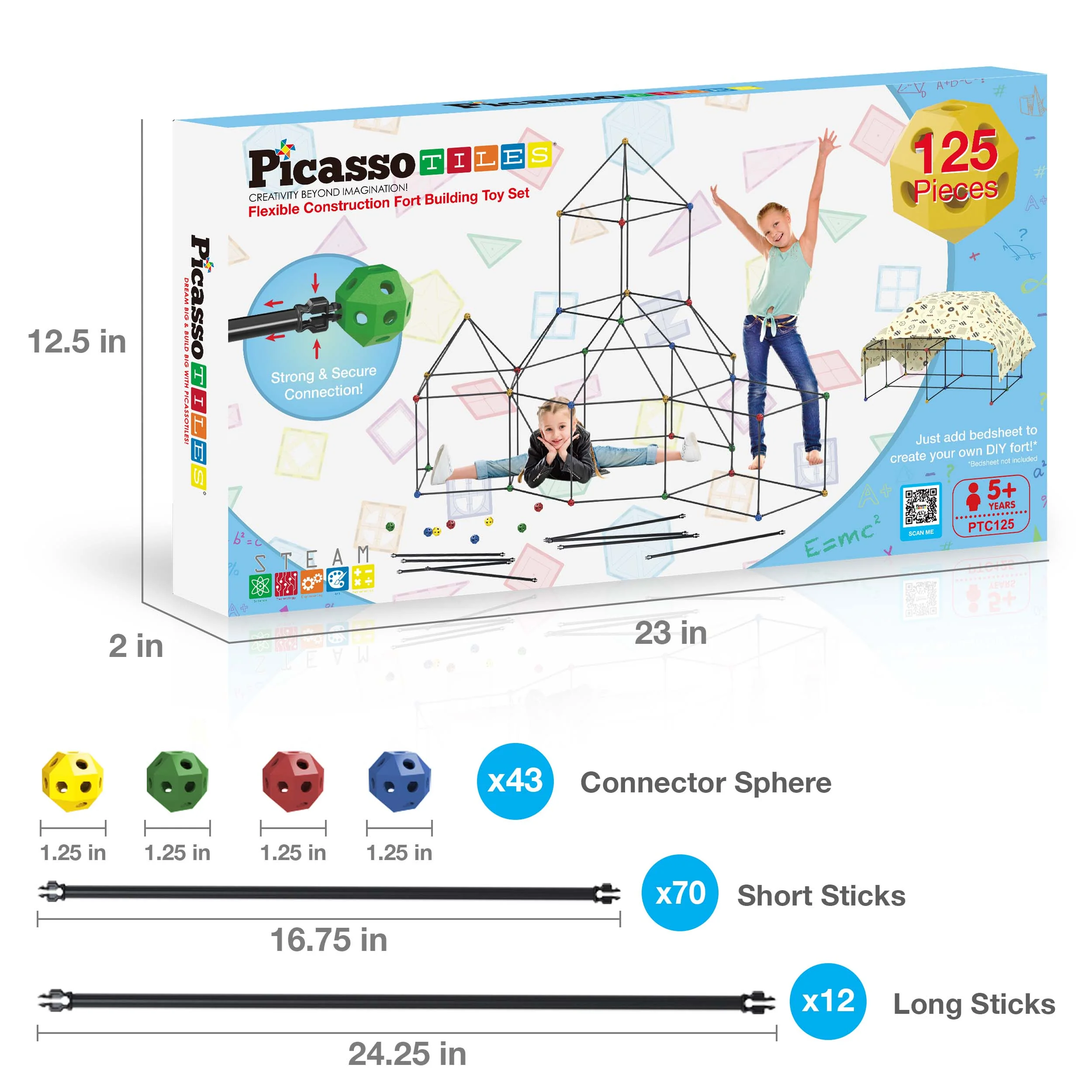PicassoTiles 125 Piece Fort Building Kit - Image 7