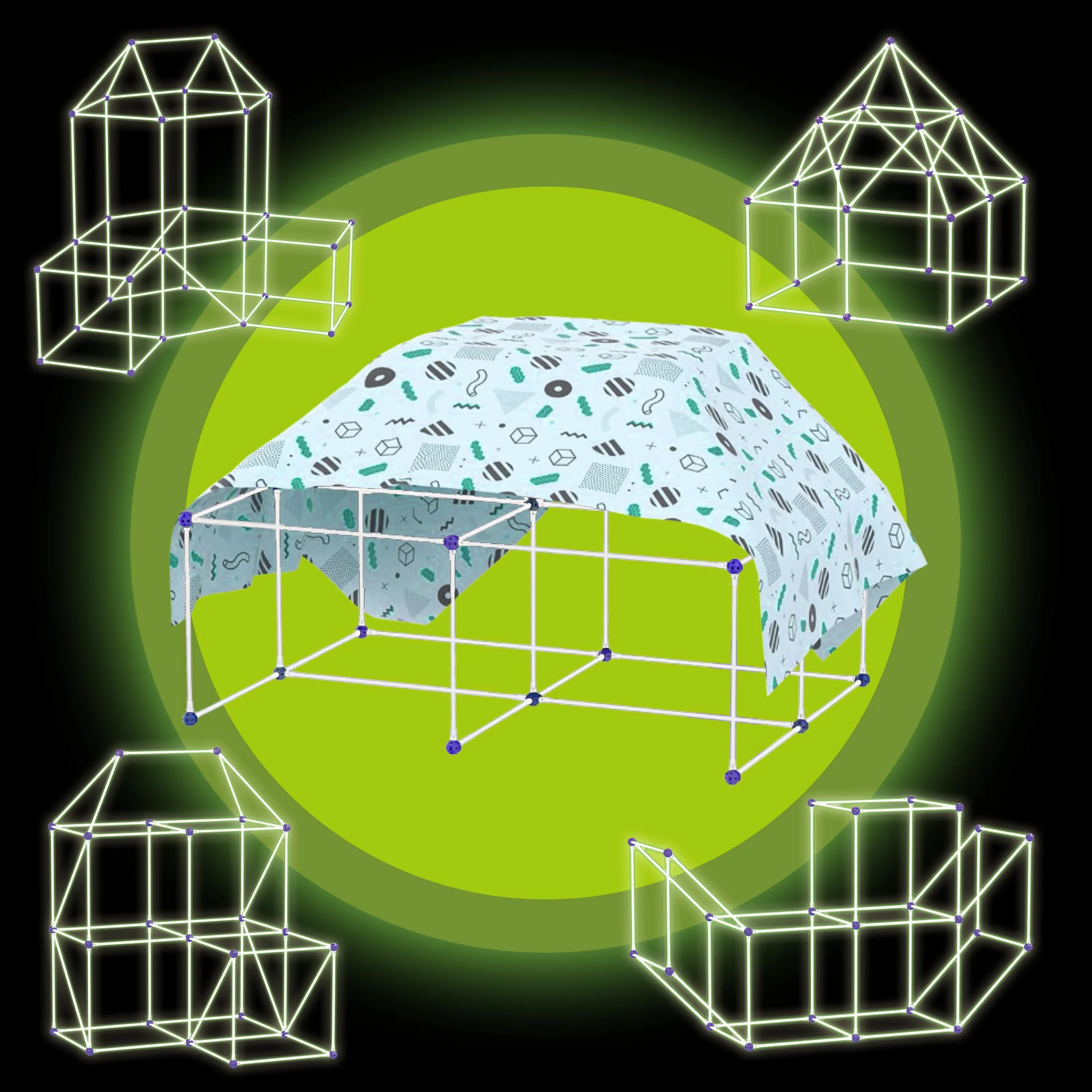 PicassoTiles 125 Piece Fort Building Kit Glow in Dark - Image 6