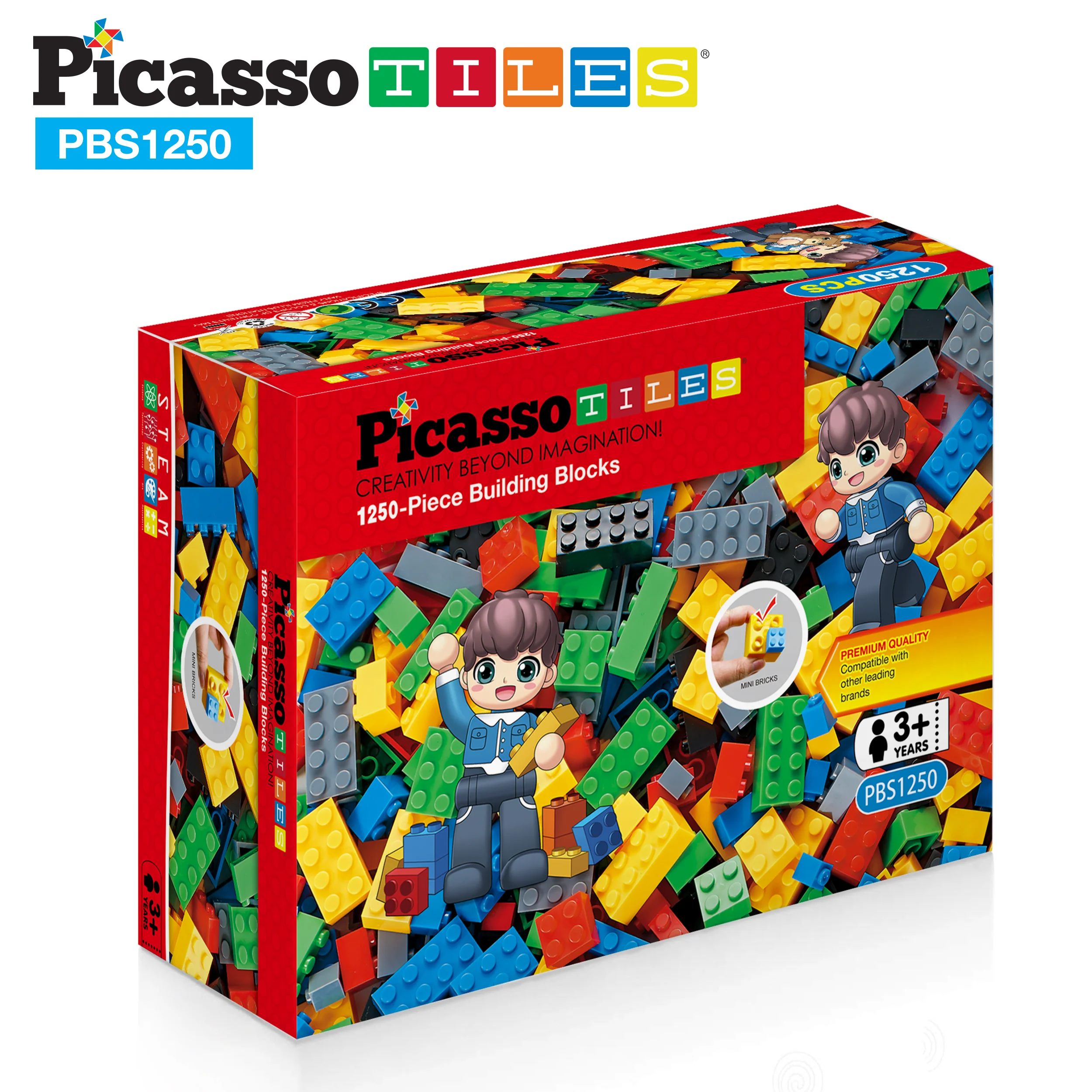 PicassoTiles 1,250 Piece Brick Block Building Set - Image 10