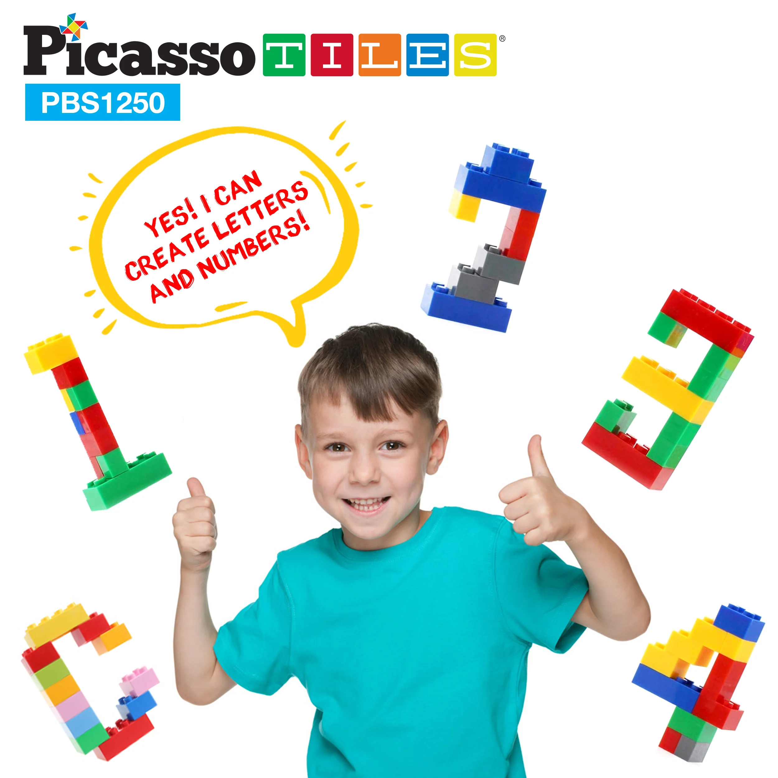 PicassoTiles 1,250 Piece Brick Block Building Set - Image 5