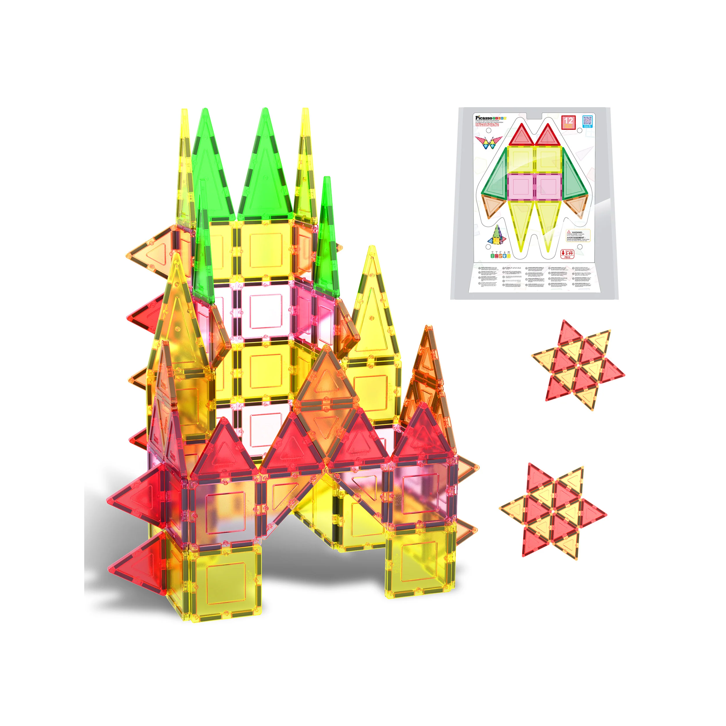 12pc Magnetic Tiles Starter Set Squares & Triangles | PicassoTiles