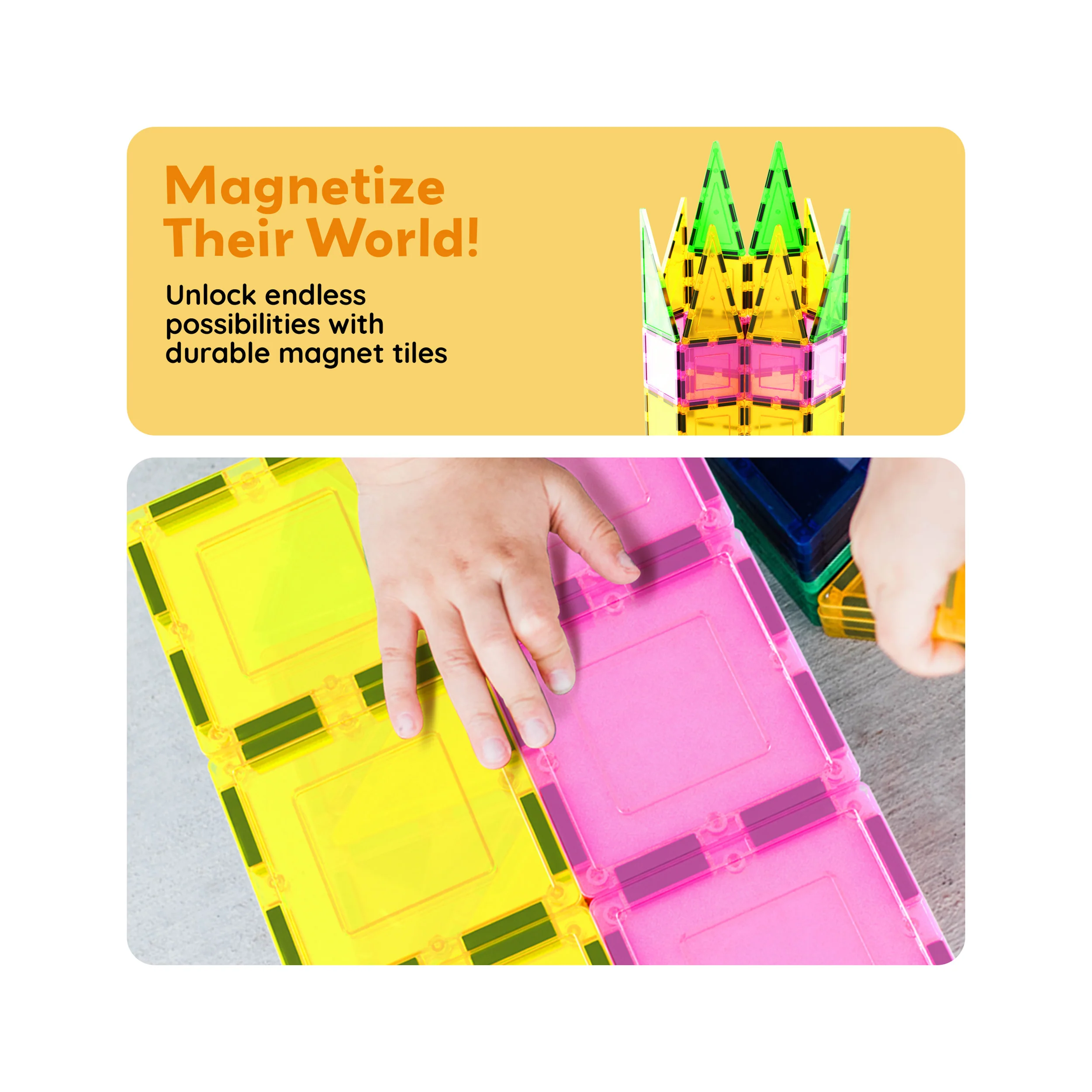 12pc Magnetic Tiles Starter Set Squares & Triangles | PicassoTiles - Image 3