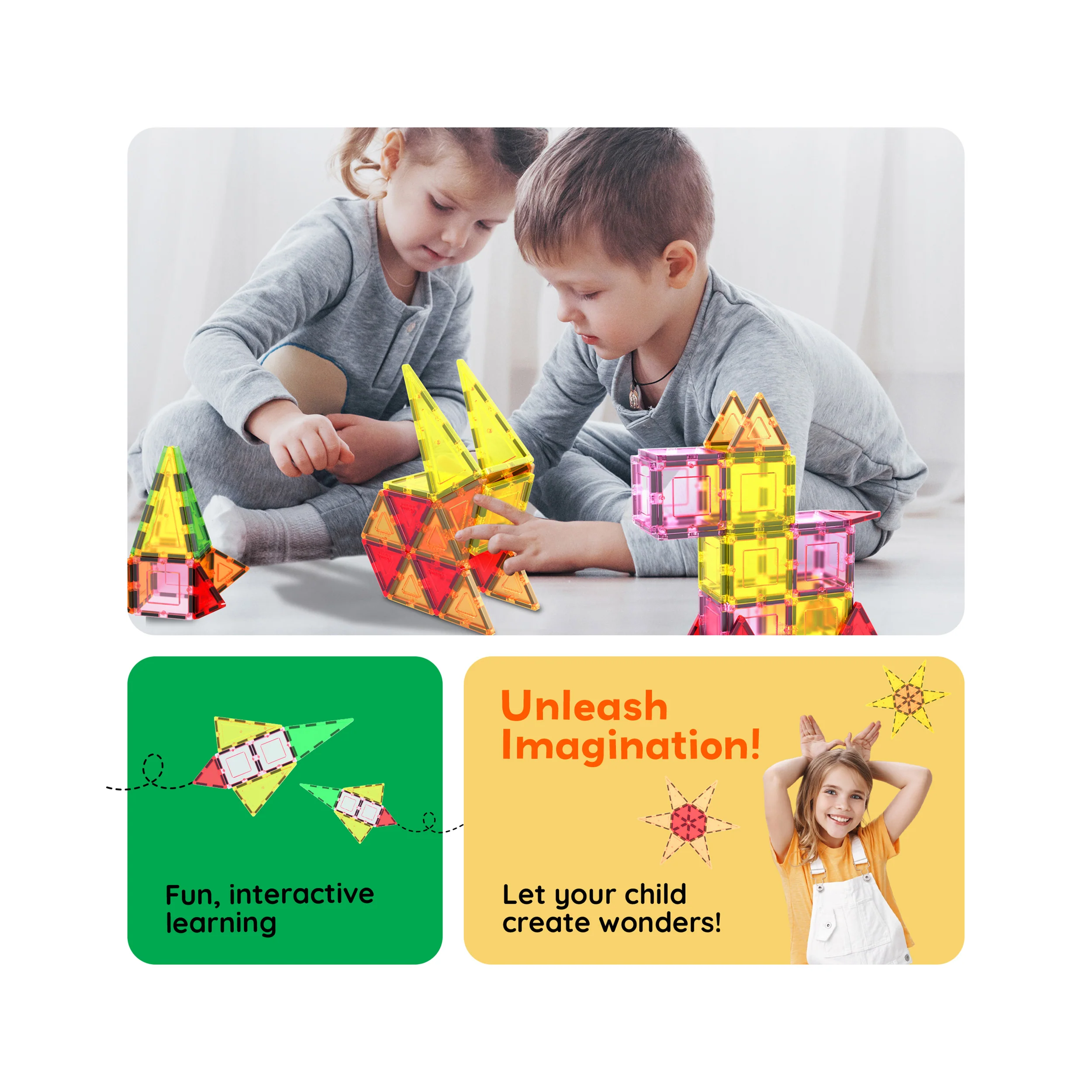 12pc Magnetic Tiles Starter Set Squares & Triangles | PicassoTiles - Image 7