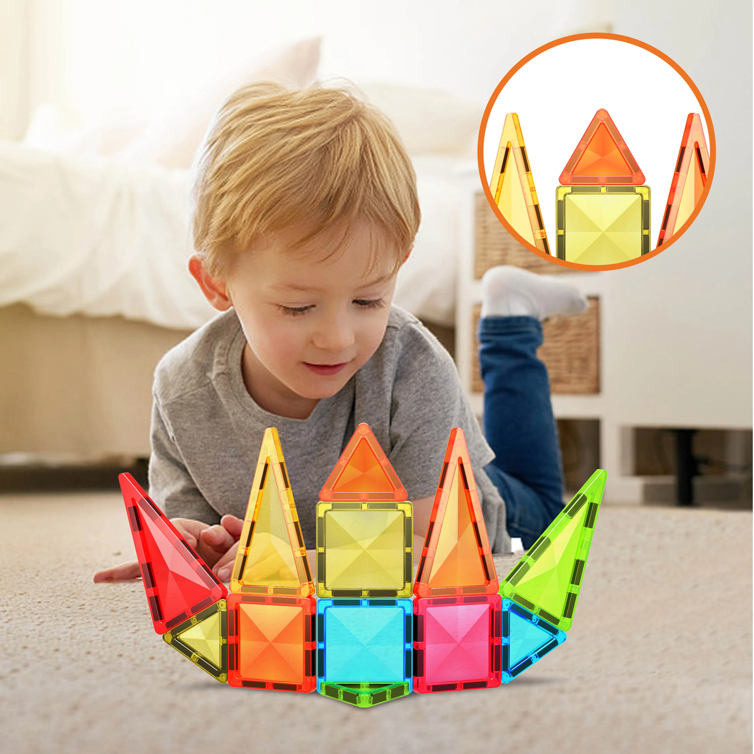 PicassoTiles 12pc Magnet Tile Building Blocks Mini Diamond Travel Set - Image 2