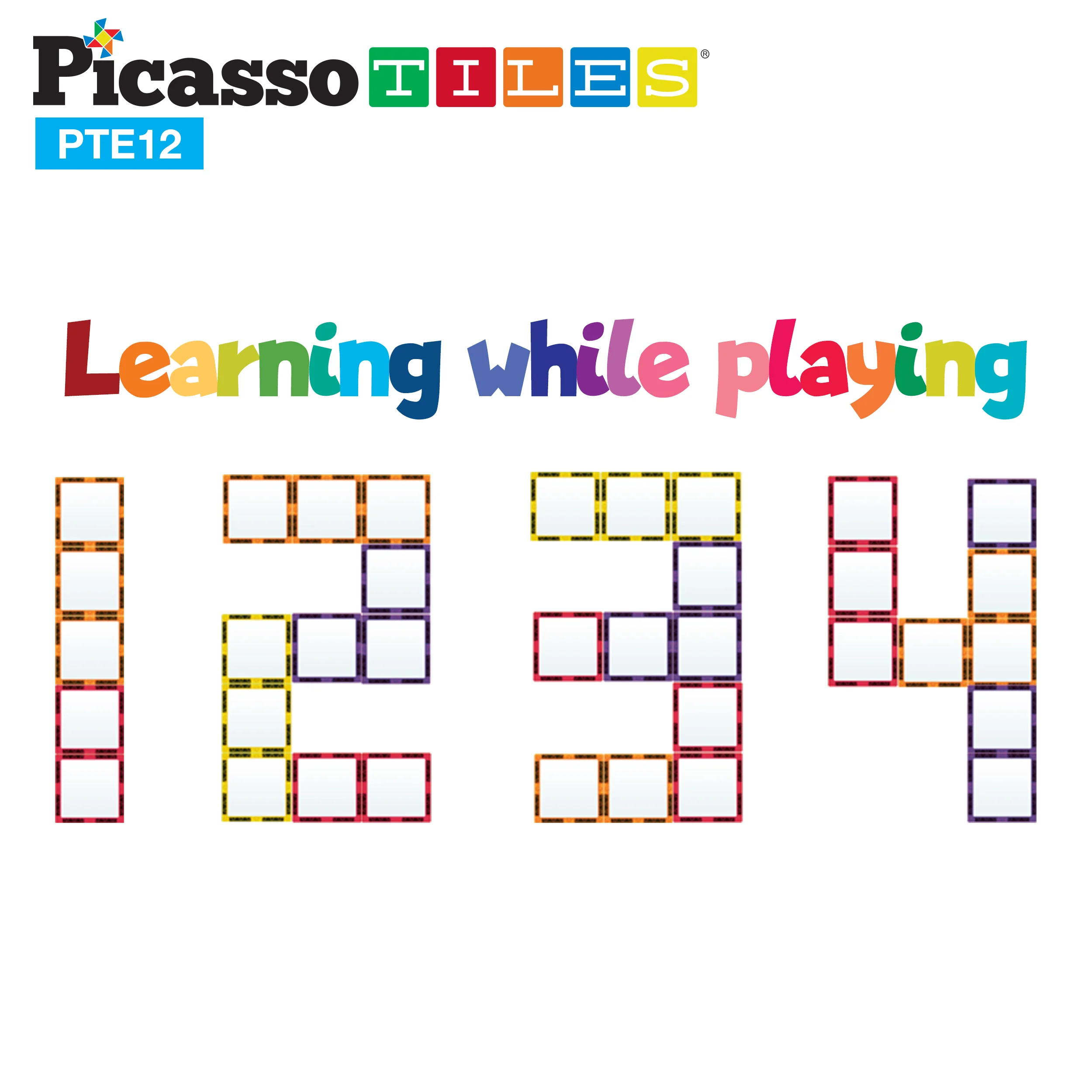 PicassoTiles Mirror Magnetic Tiles Set (12 Pieces) - Image 5
