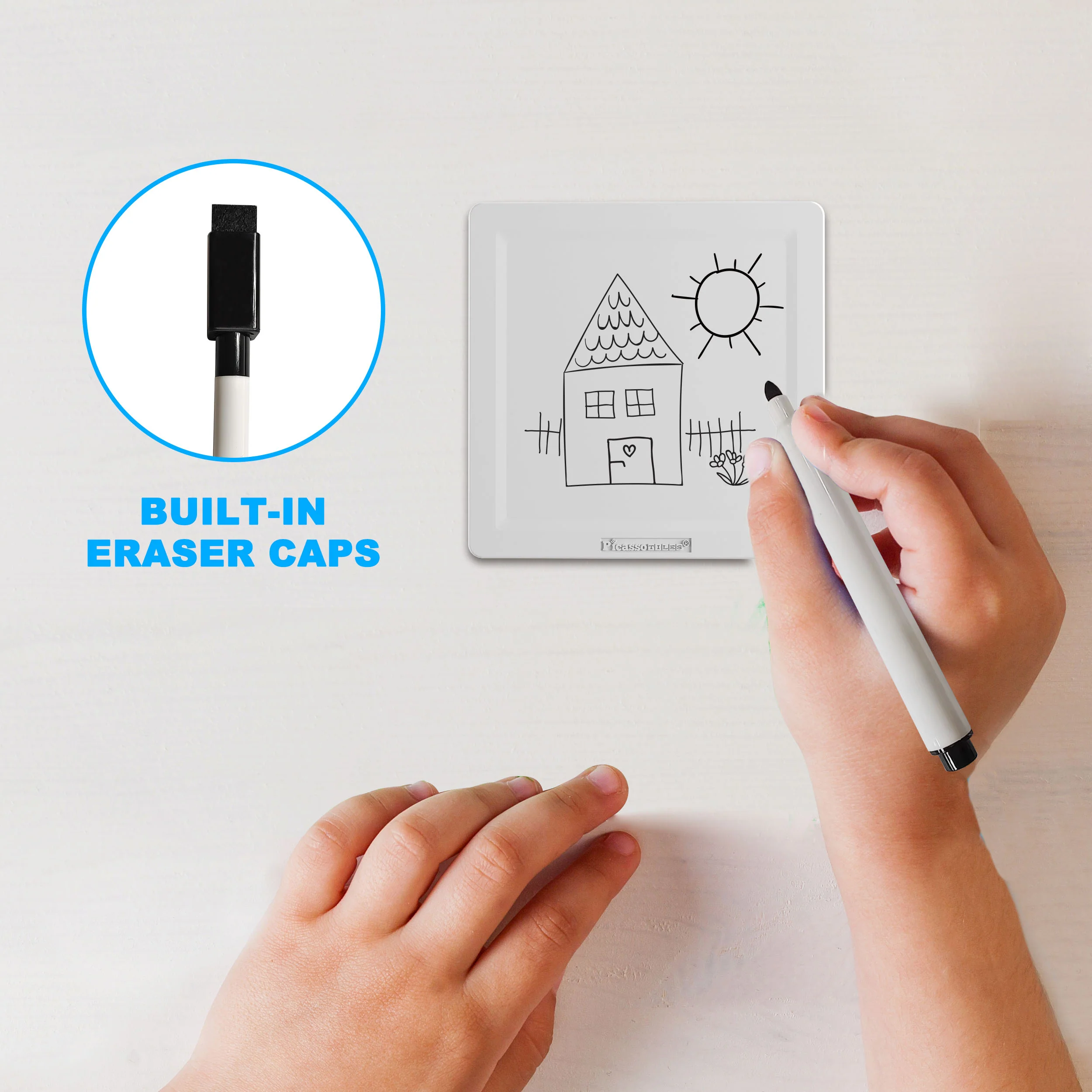 PicassoTiles Magnetic Whiteboard Tiles with Erasable Markers (13 Pieces) - Image 3