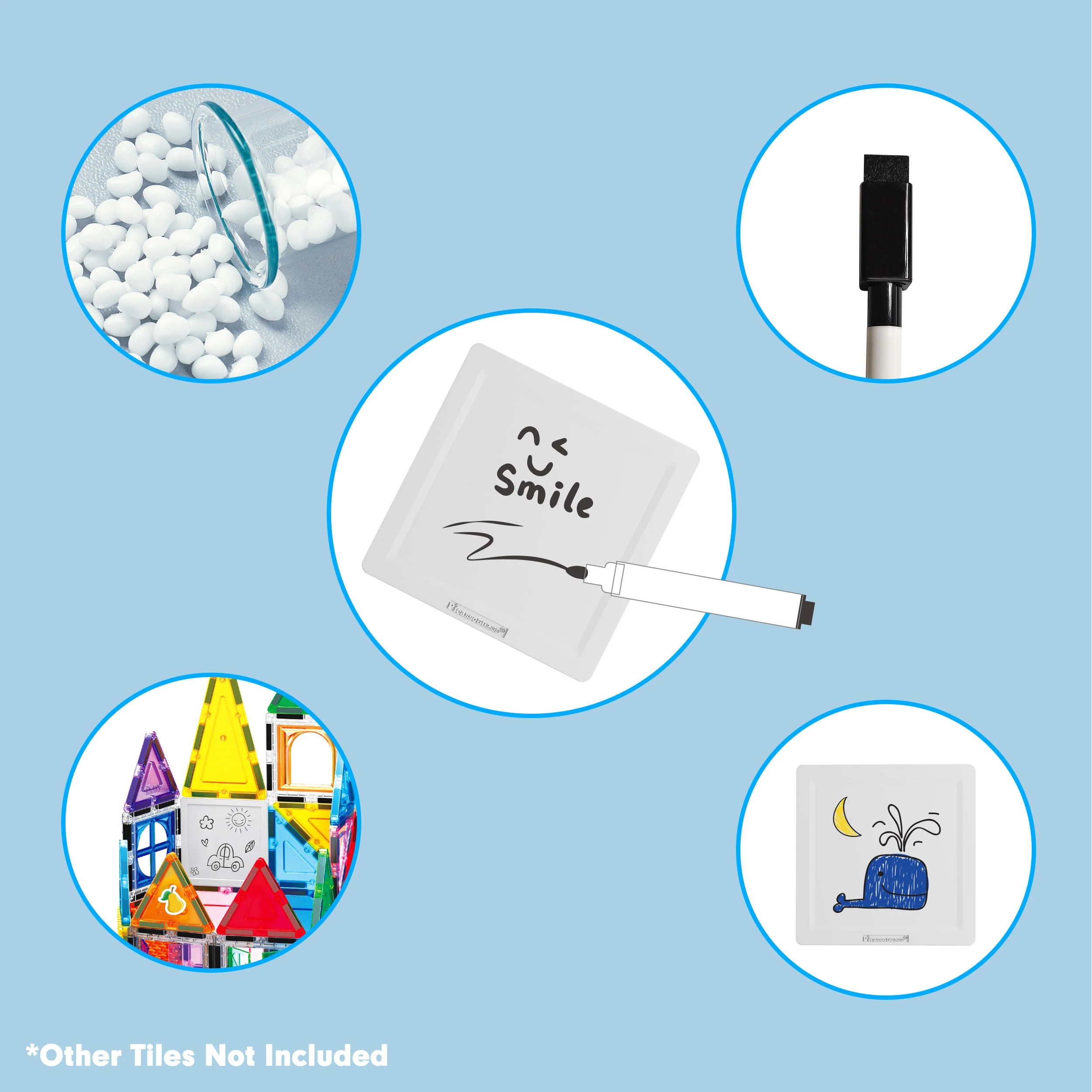 PicassoTiles Magnetic Whiteboard Tiles with Erasable Markers (13 Pieces) - Image 4