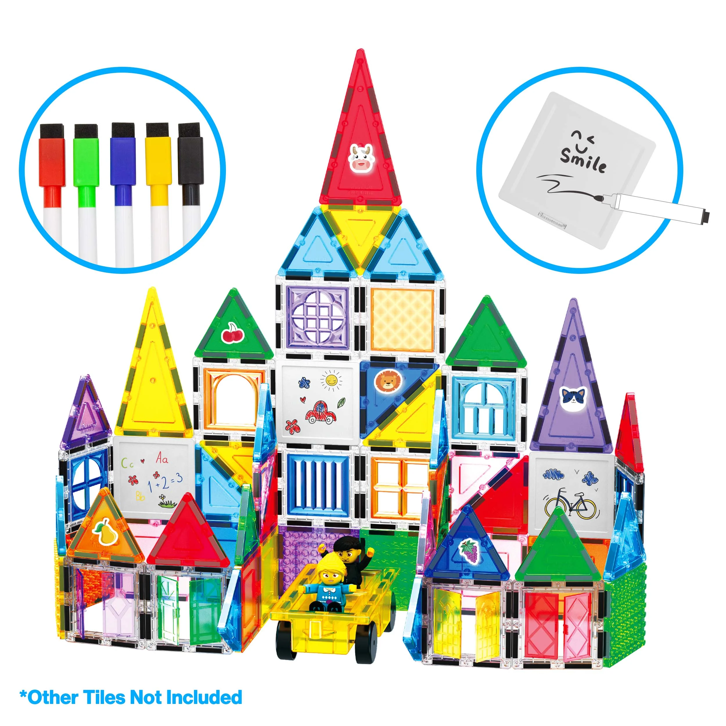 PicassoTiles Magnetic Whiteboard Tiles with Erasable Markers (13 Pieces) - Image 6