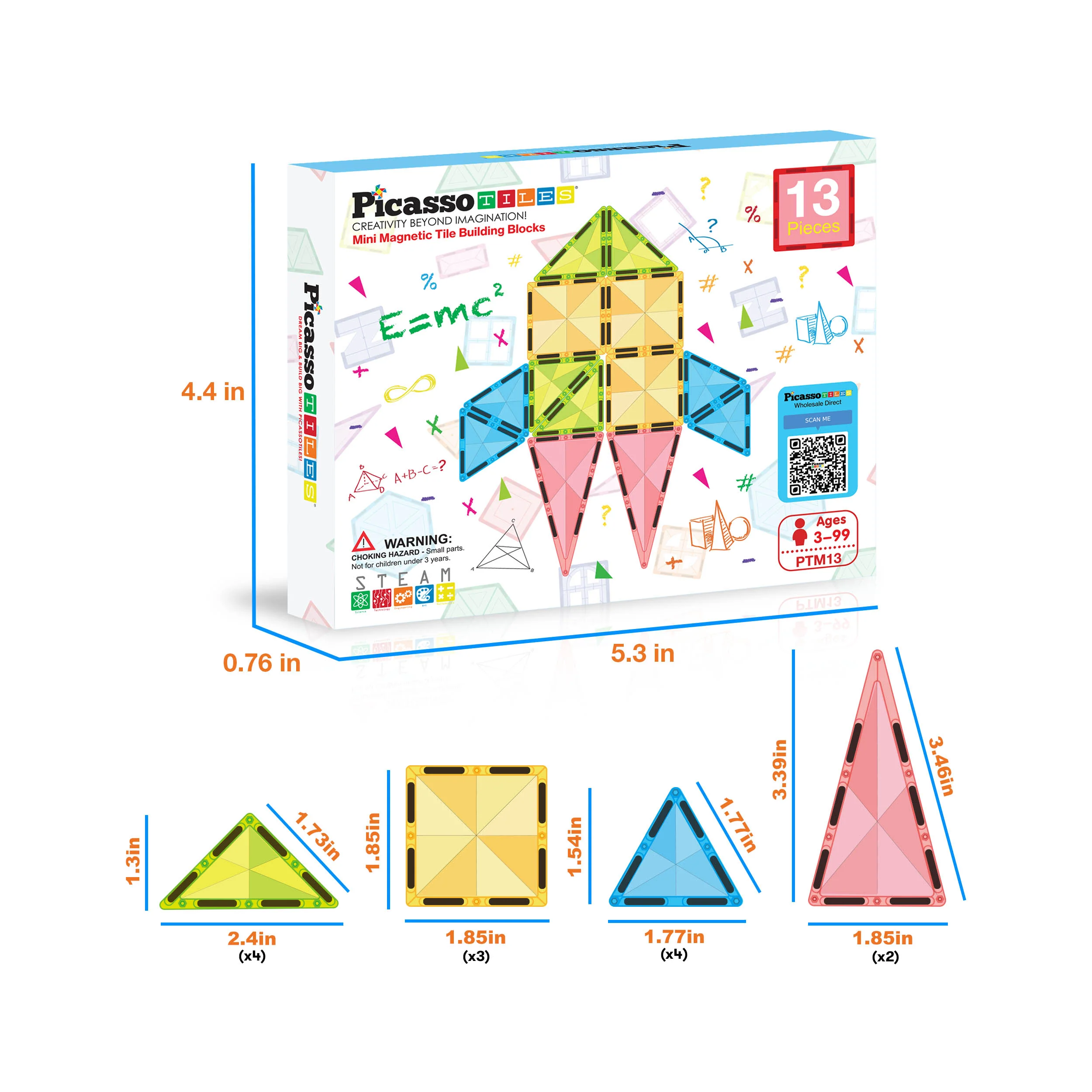 PicassoTiles Mini Diamond Series Magnetic Blocks Travel Set (13 Pieces) - Image 6