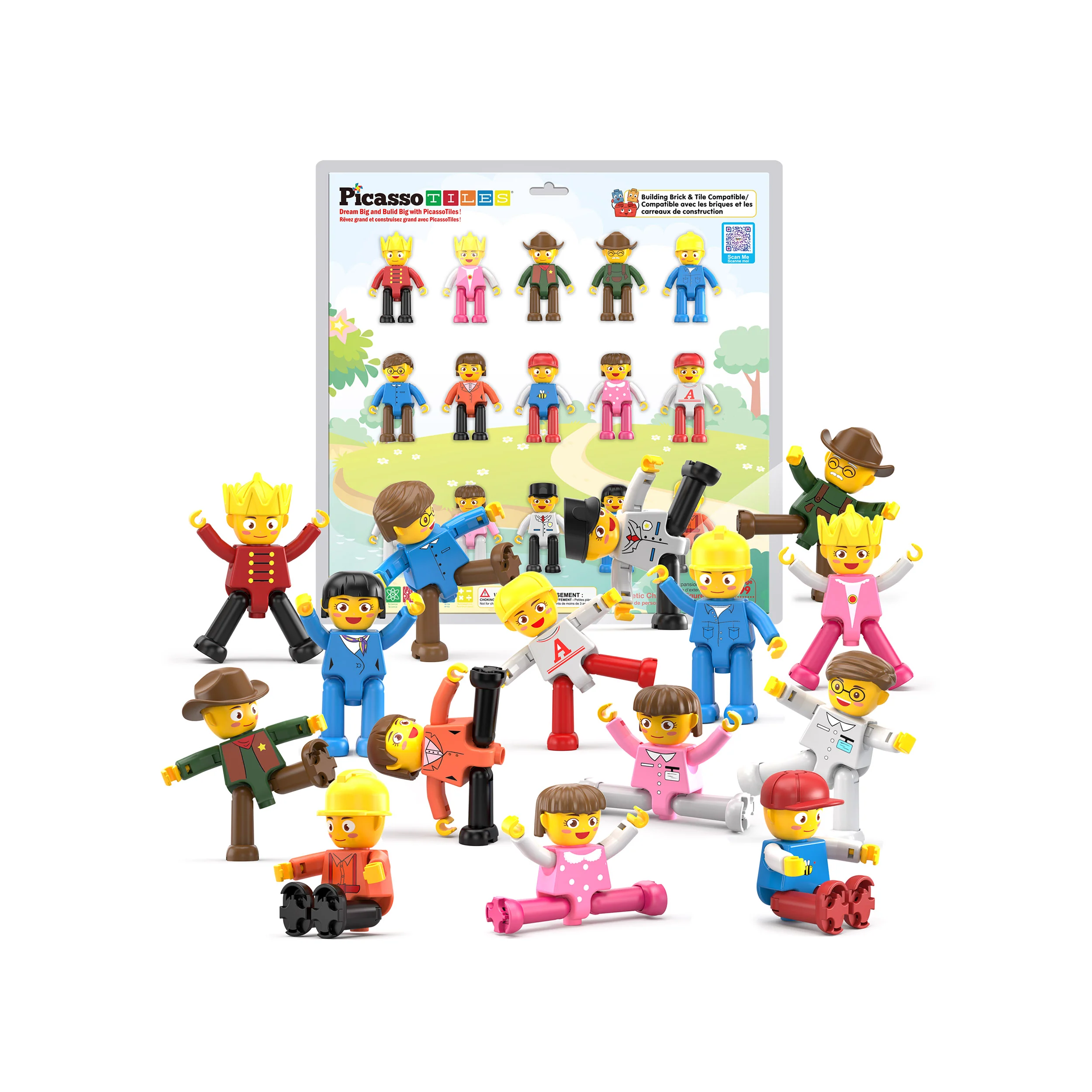 PicassoTiles 15 Piece Magnetic Blocks Character Figure Building Set