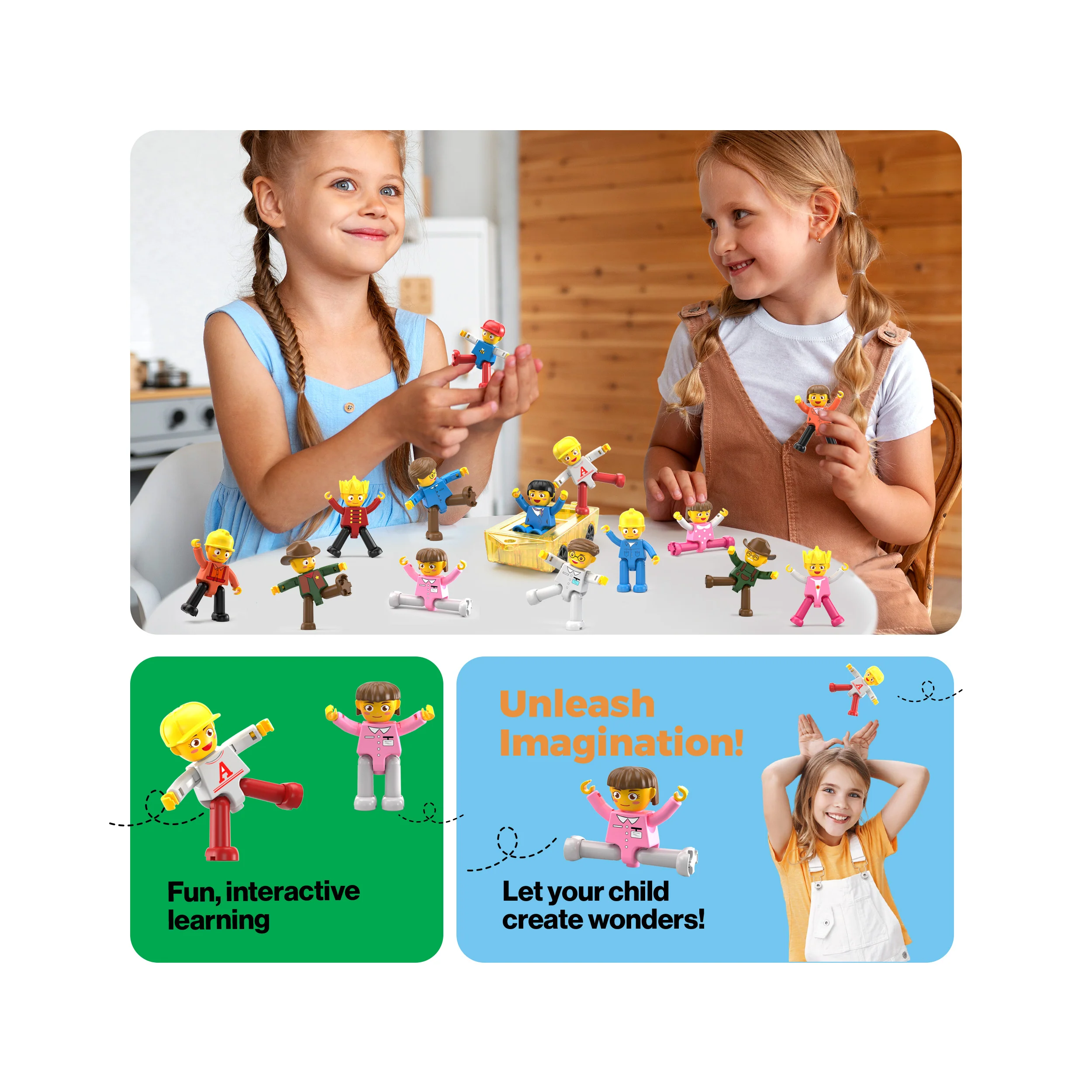 PicassoTiles 15 Piece Magnetic Blocks Character Figure Building Set - Image 5